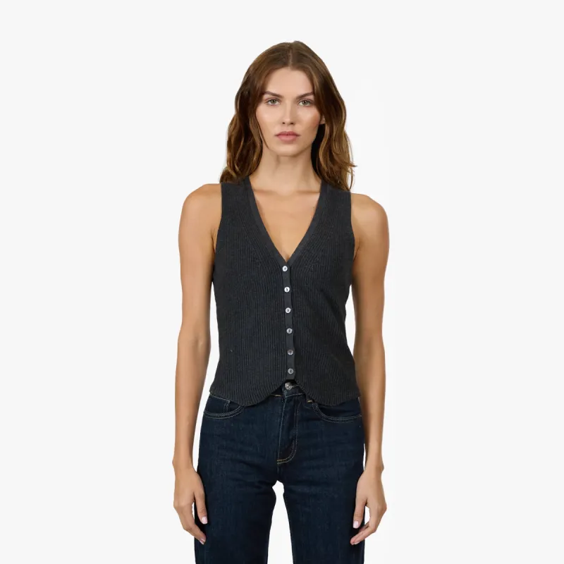 Shaker Vest in Charcoal sold by Autumn Cashmere