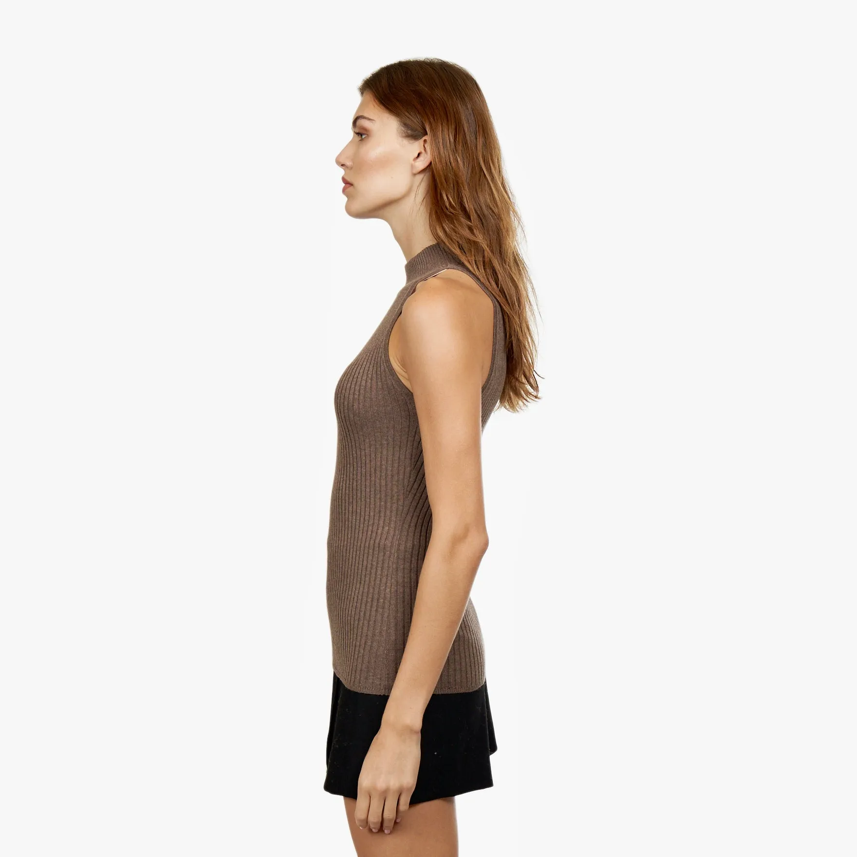 Rib Mock Halter in Rye sold by Autumn Cashmere product image thumbnail 3
