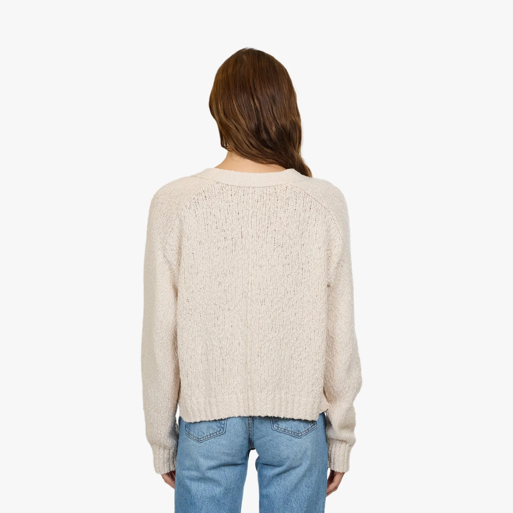 Cropped V Neck Cardigan w/ Pockets in Sand sold by Autumn Cashmere product image thumbnail 4