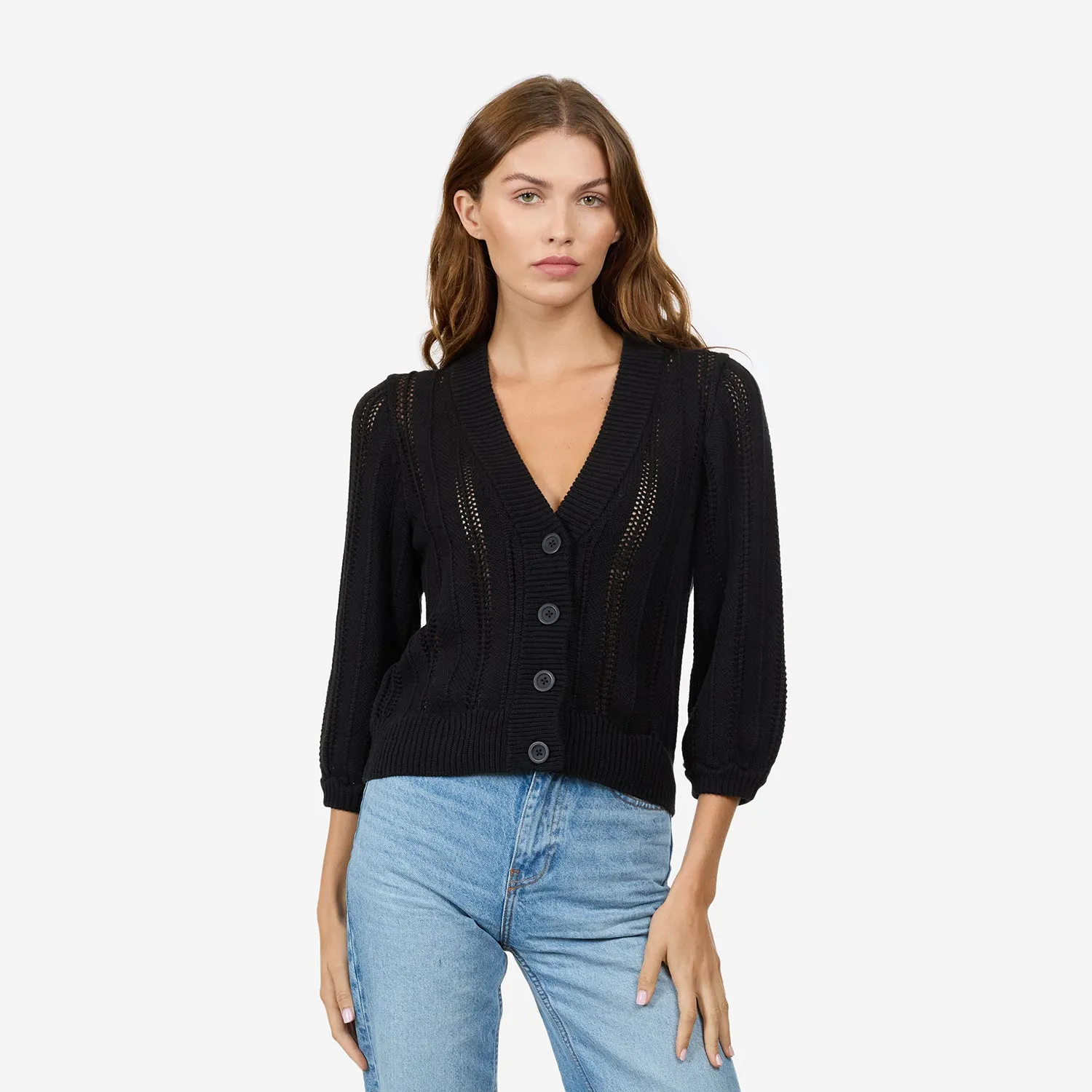 Solid Chevron Stitch Cardigan in Black sold by Autumn Cashmere product image thumbnail 2