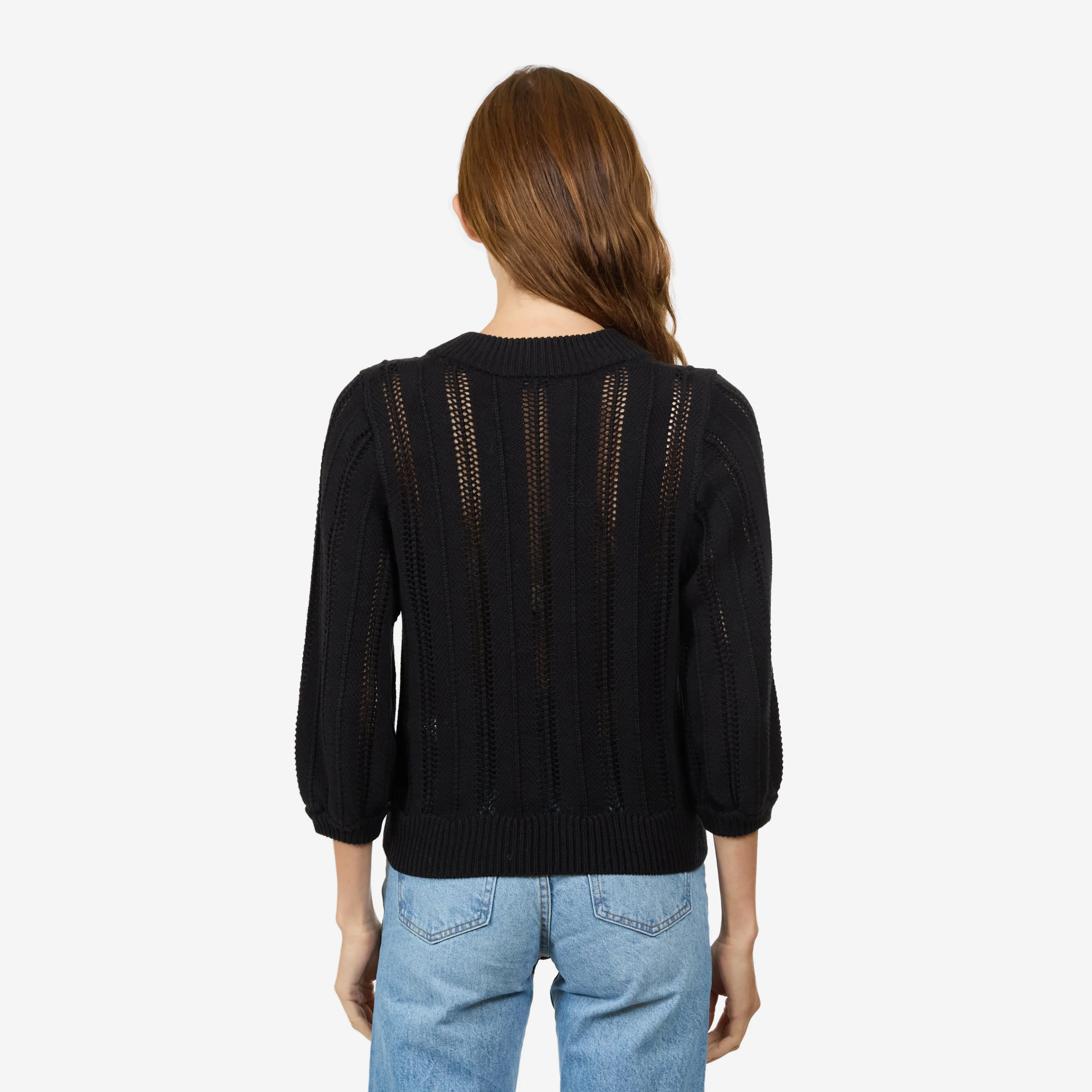 Solid Chevron Stitch Cardigan in Black sold by Autumn Cashmere product image thumbnail 3
