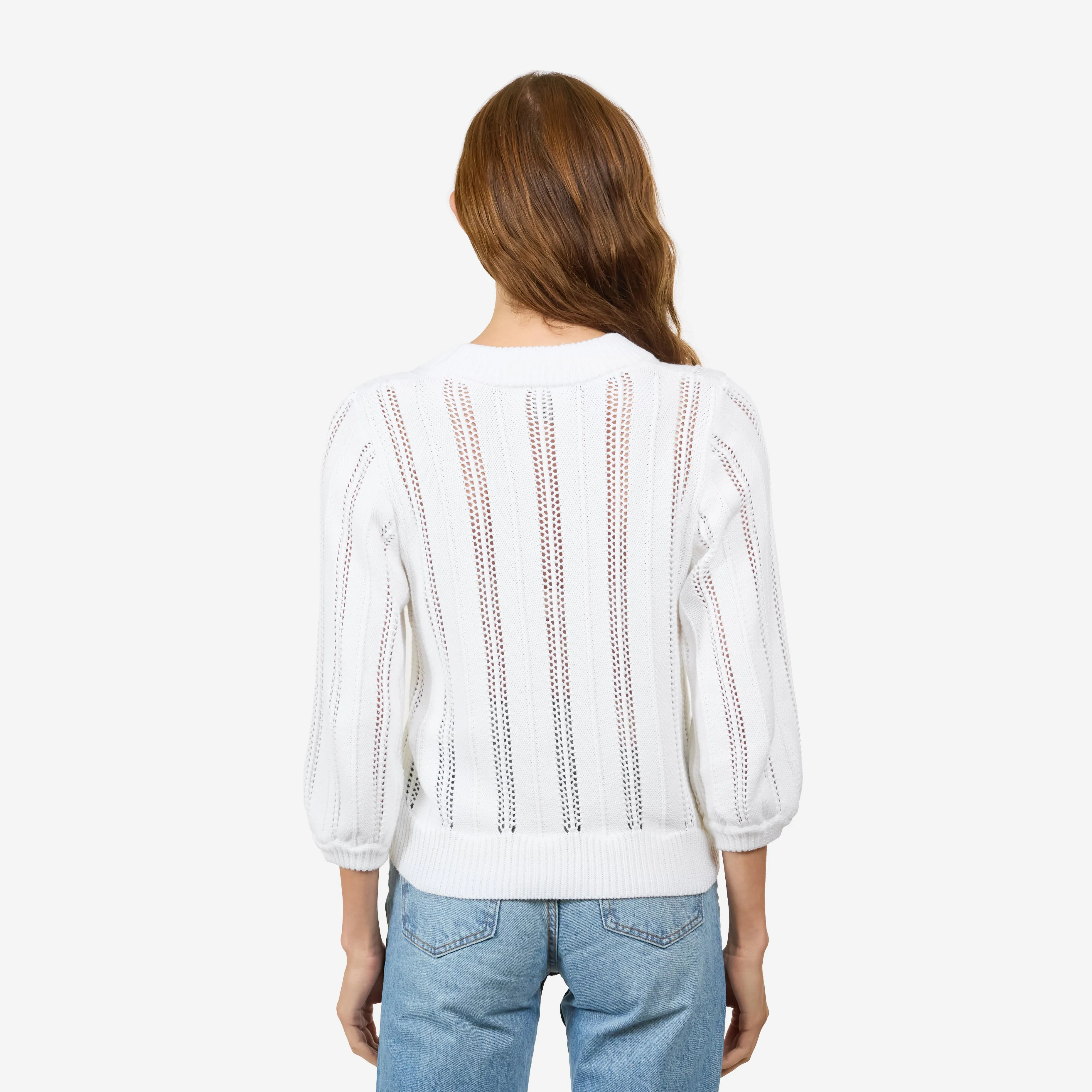 Solid Chevron Stitch Cardigan in Bleach White sold by Autumn Cashmere product image thumbnail 3