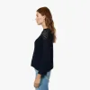 Boxy Crew w/ Mesh Yoke in Navy Blue sold by Autumn Cashmere
