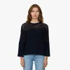 Boxy Crew w/ Mesh Yoke in Navy Blue sold by Autumn Cashmere
