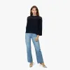 Boxy Crew w/ Mesh Yoke in Navy Blue sold by Autumn Cashmere