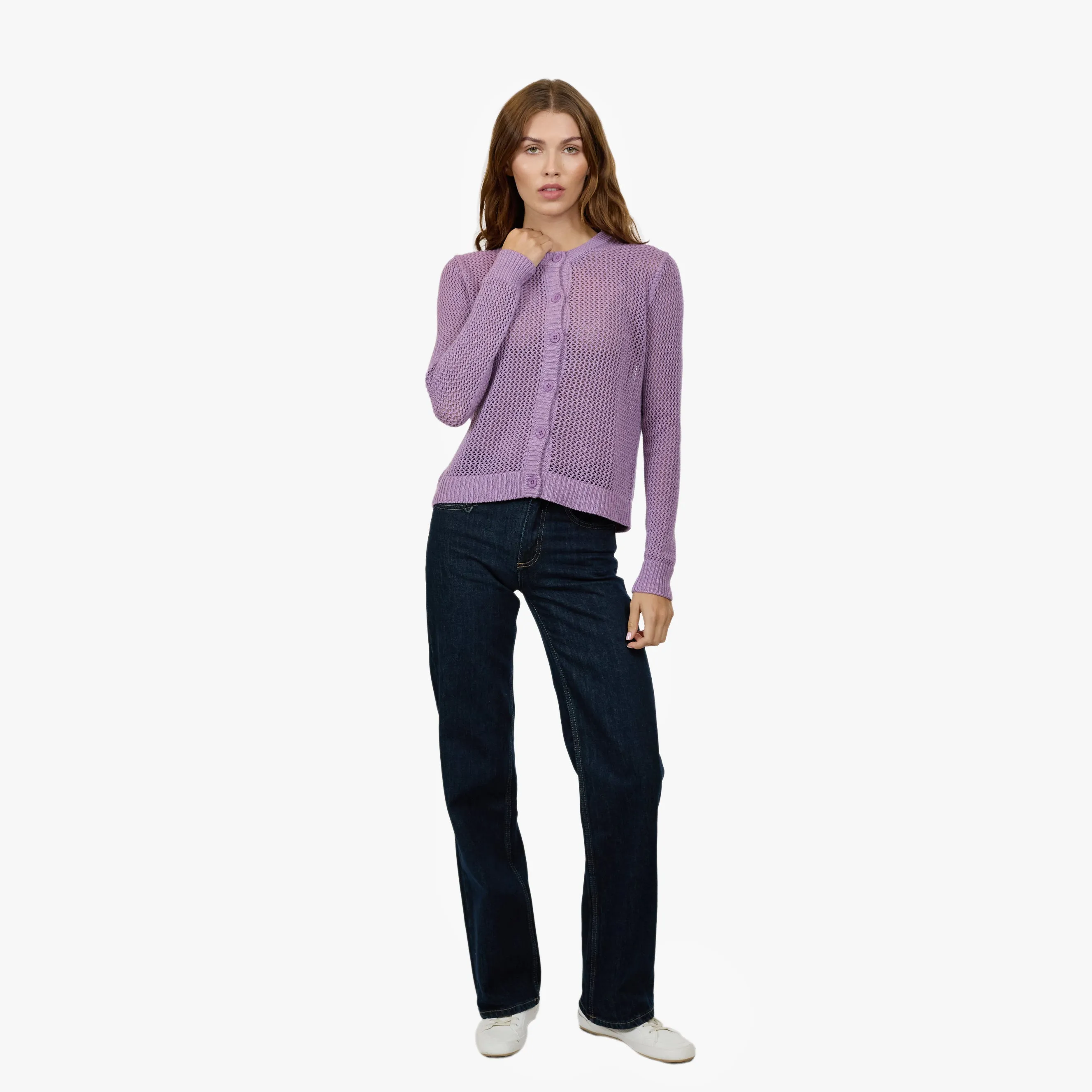 Solid Mesh Cardigan Shaker in Crocus sold by Autumn Cashmere product image thumbnail 2