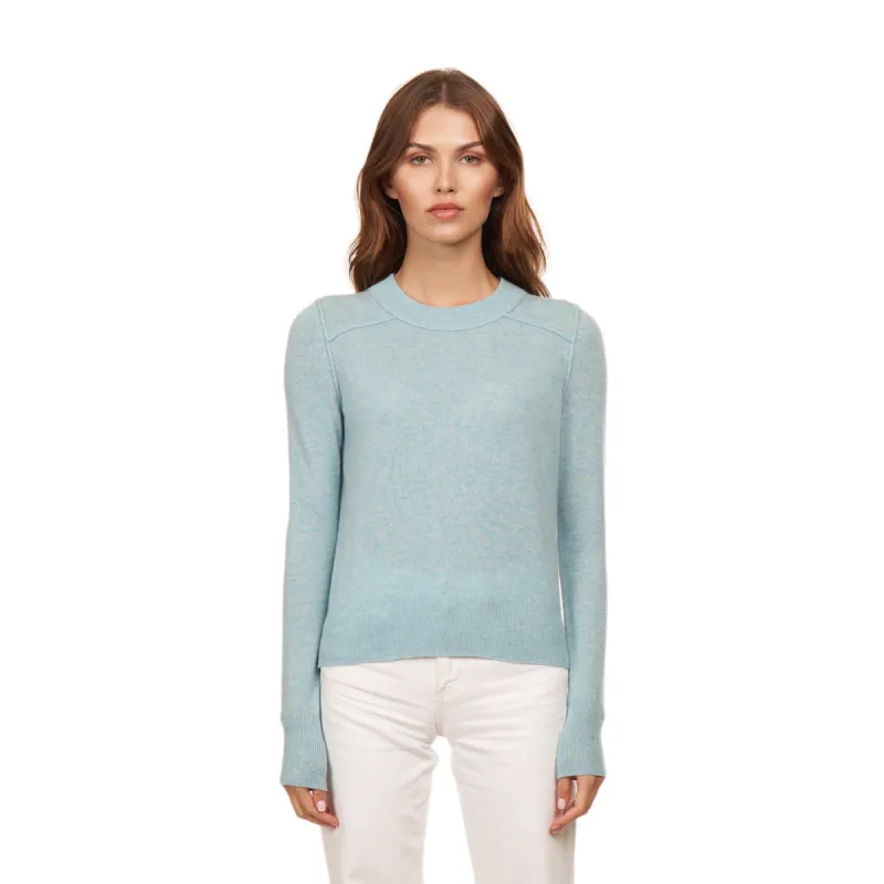 Cropped Crew W/ Reversed Seams in Pond sold by Autumn Cashmere