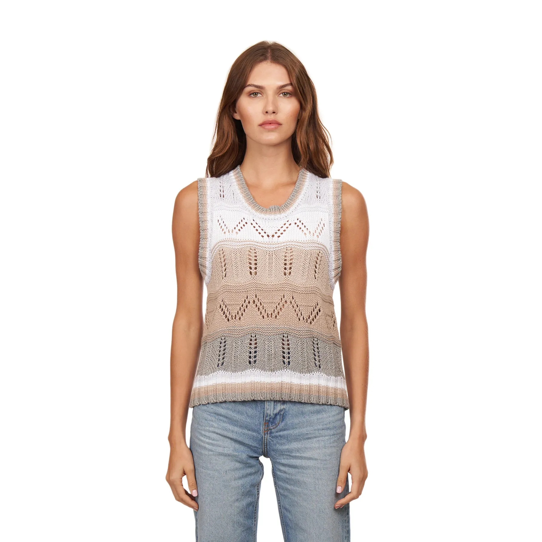 Wavy Pointelle Striped Muscle Tee sold by Autumn Cashmere