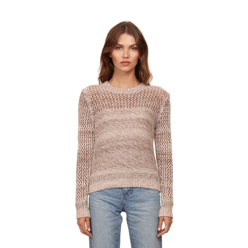 Marled Mesh Crew in Neutral Combo sold by Autumn Cashmere