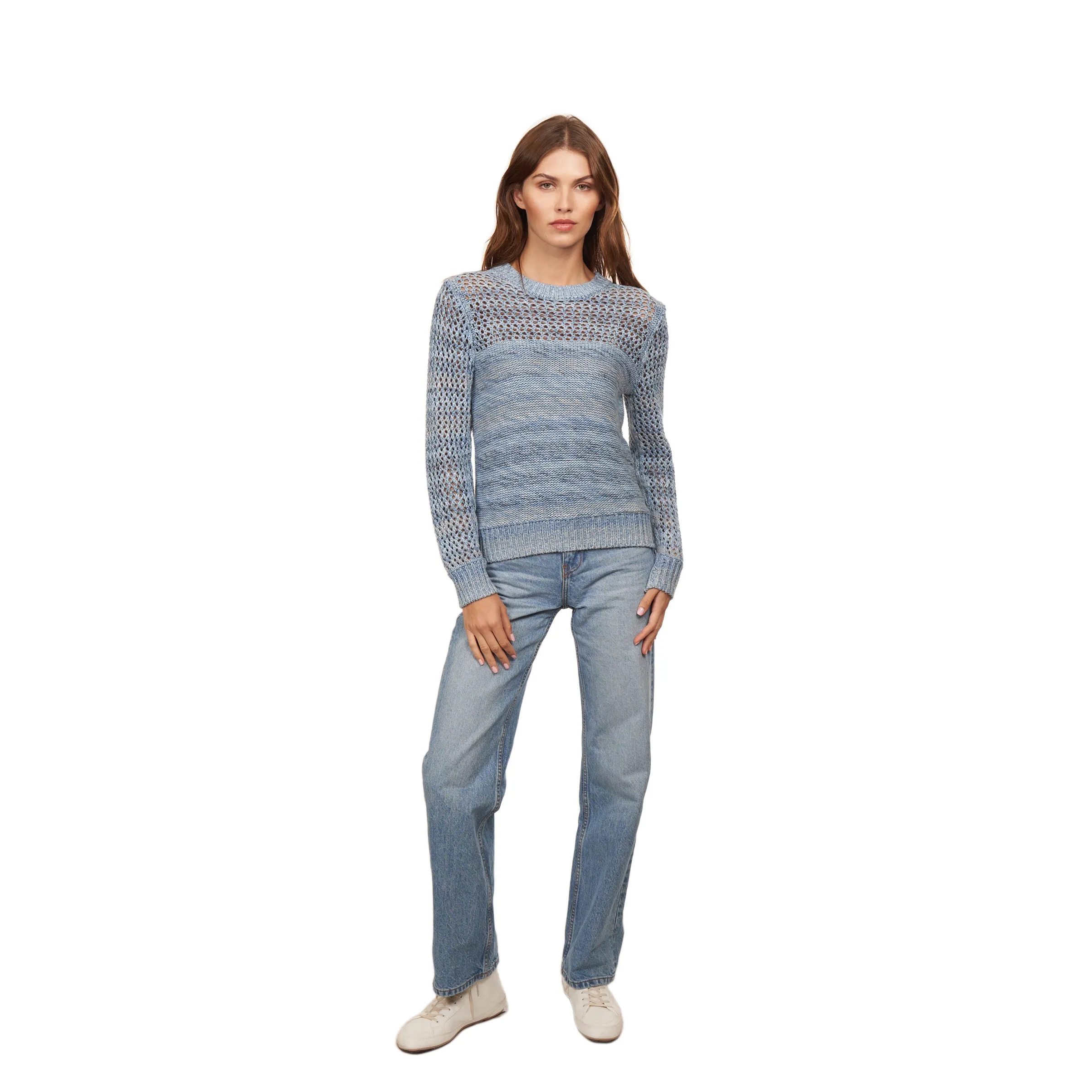 Marled Mesh Crew in Stonewash Combo sold by Autumn Cashmere product image thumbnail 2