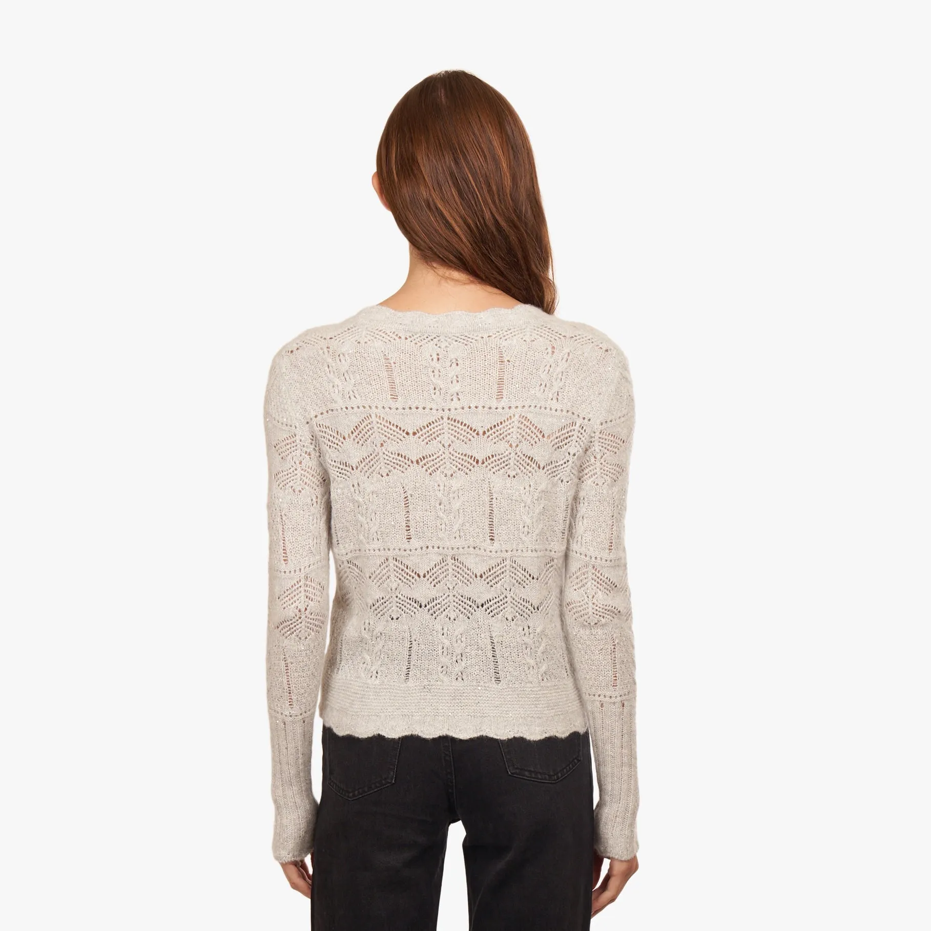 Open Pointelle Sequin V-Neck Cardigan sold by Autumn Cashmere product image thumbnail 3