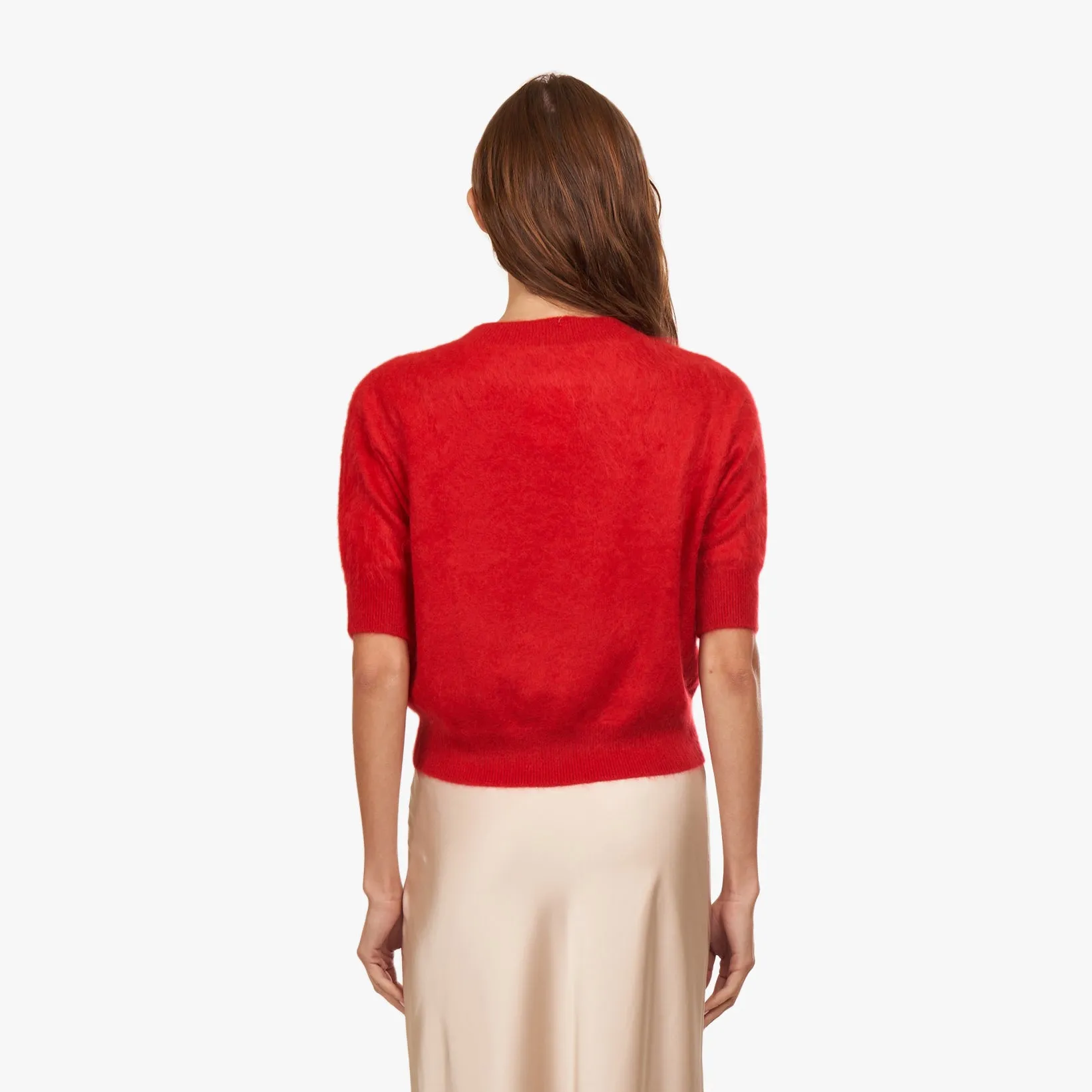 Brushed Elbow Sleeve Boxy Crew in Red Alert sold by Autumn Cashmere product image thumbnail 3
