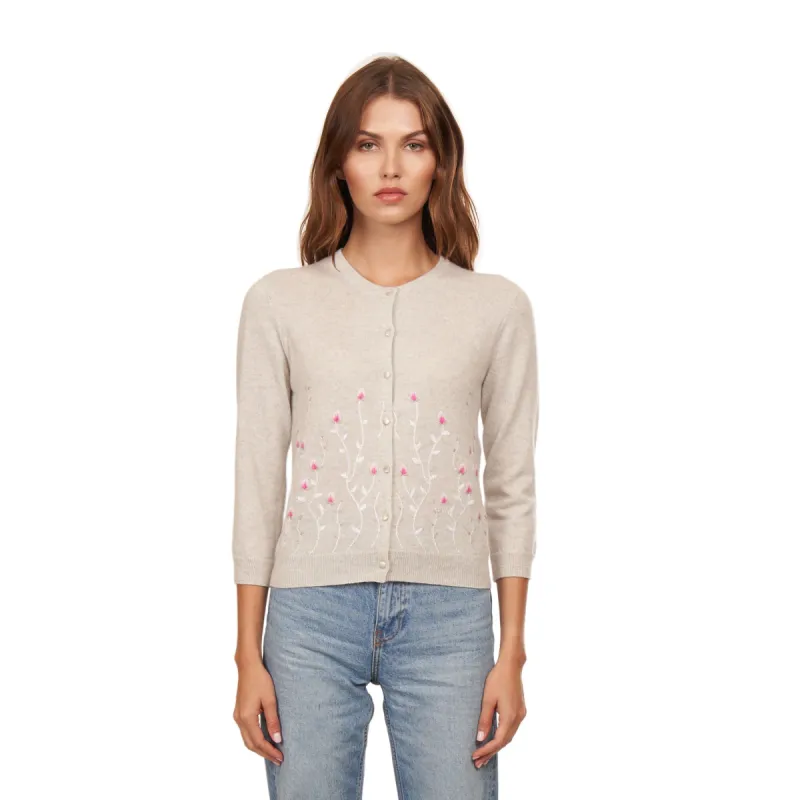 Cardi w/ Embroidered Floral sold by Autumn Cashmere