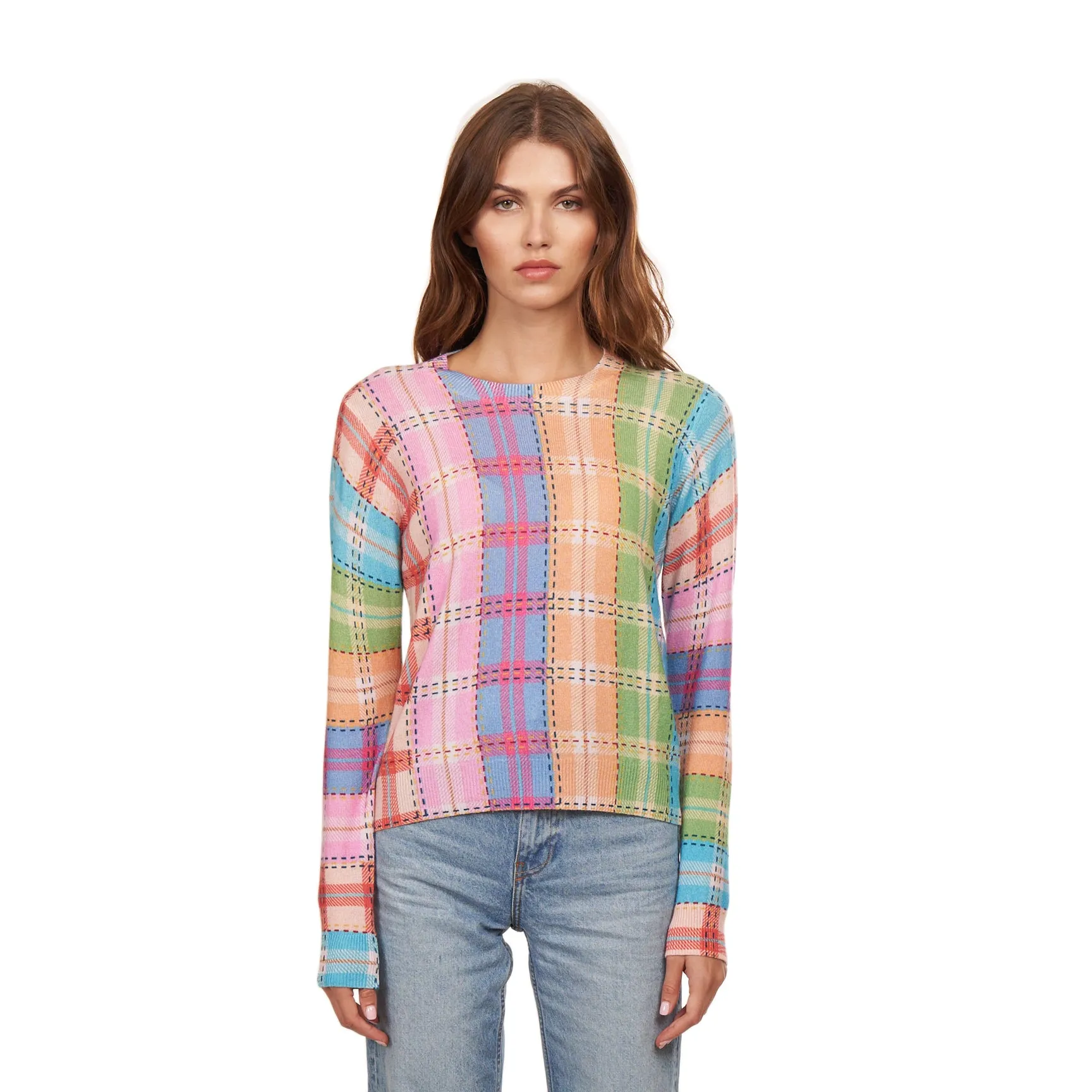 Printed Plaid Crew sold by Autumn Cashmere