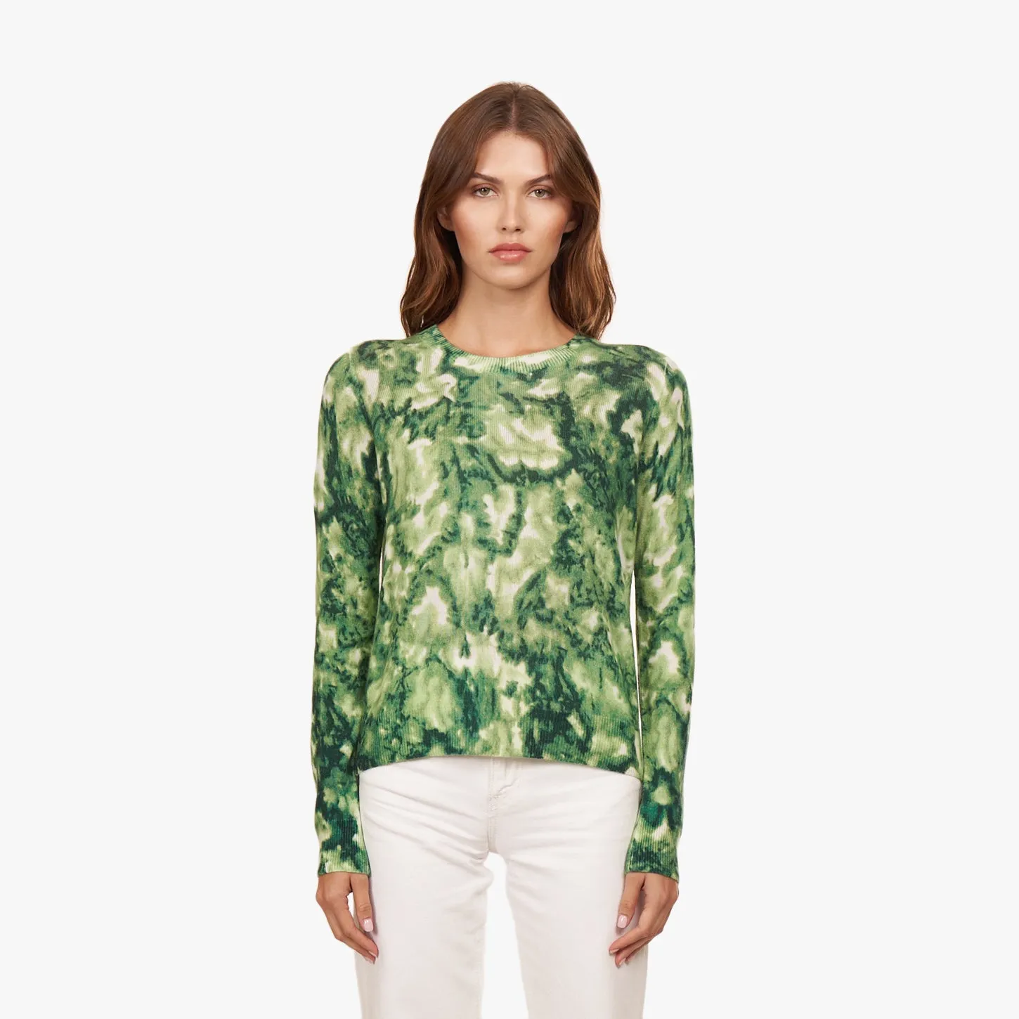 Floral Print Crew in Eucalyptus Combo sold by Autumn Cashmere