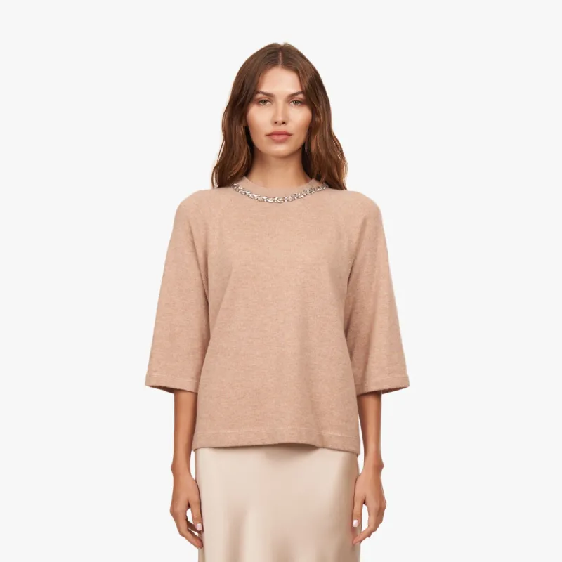 Oversized Tee w/ Rhinestone Trim sold by Autumn Cashmere