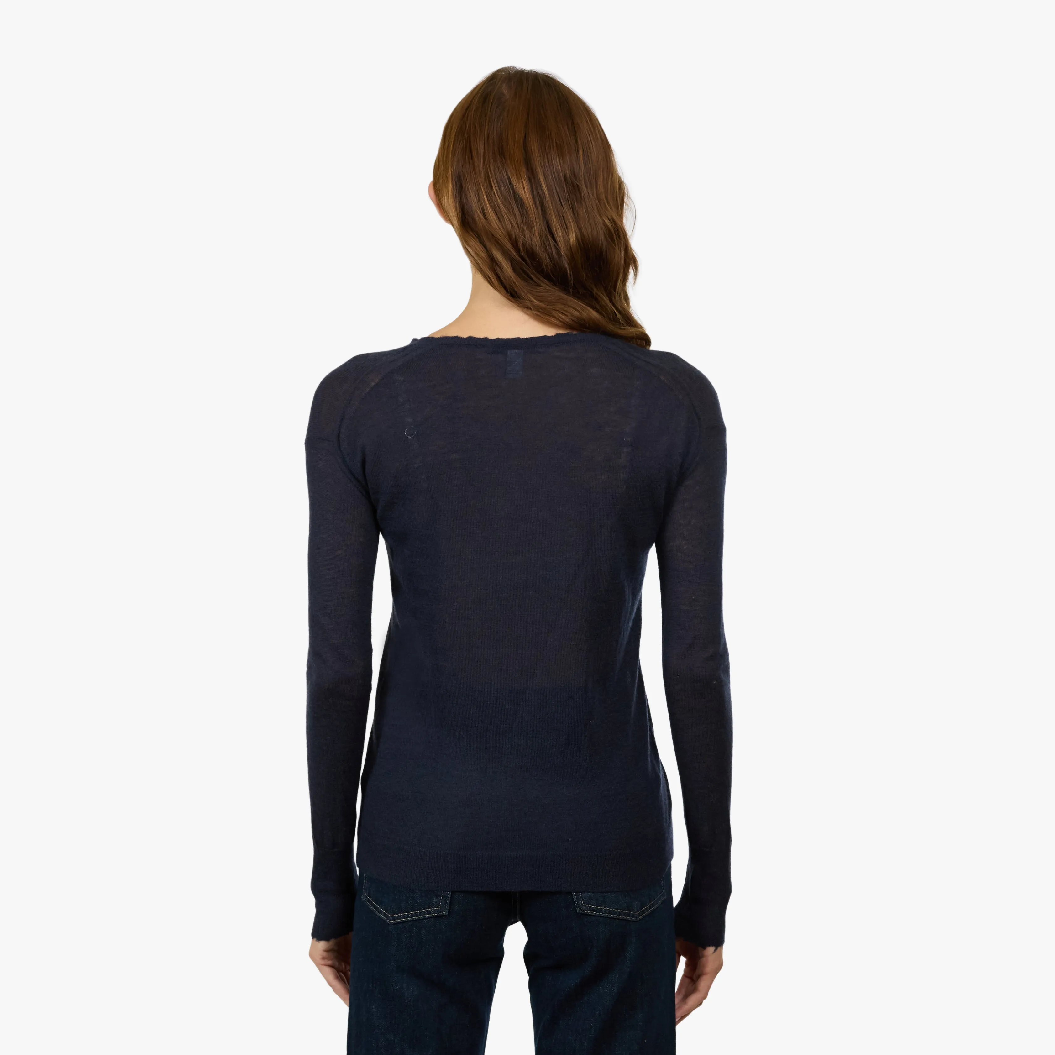 Distressed Sheer Crew in Peacoat sold by Autumn Cashmere product image thumbnail 3