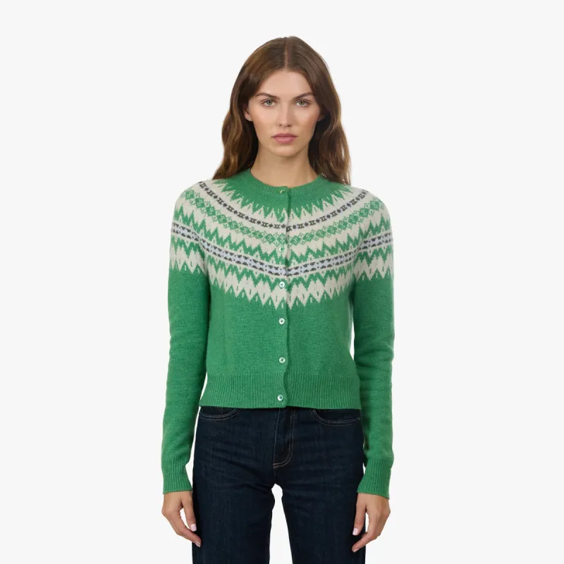 Crew Neck Cardi w/ Fair Isle sold by Autumn Cashmere