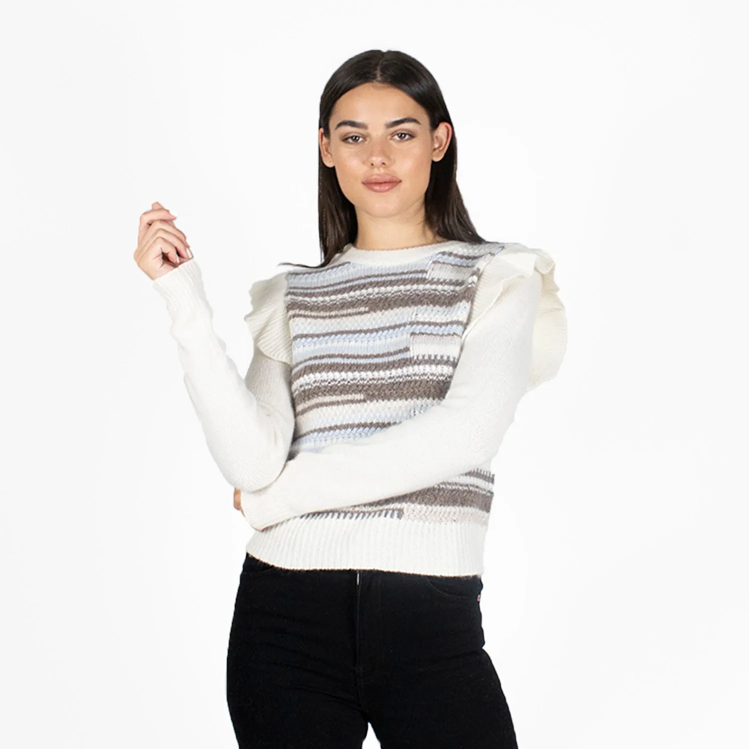 Broken Stitch Crew w/ Shoulder Ruffles sold by Autumn Cashmere product image thumbnail 2