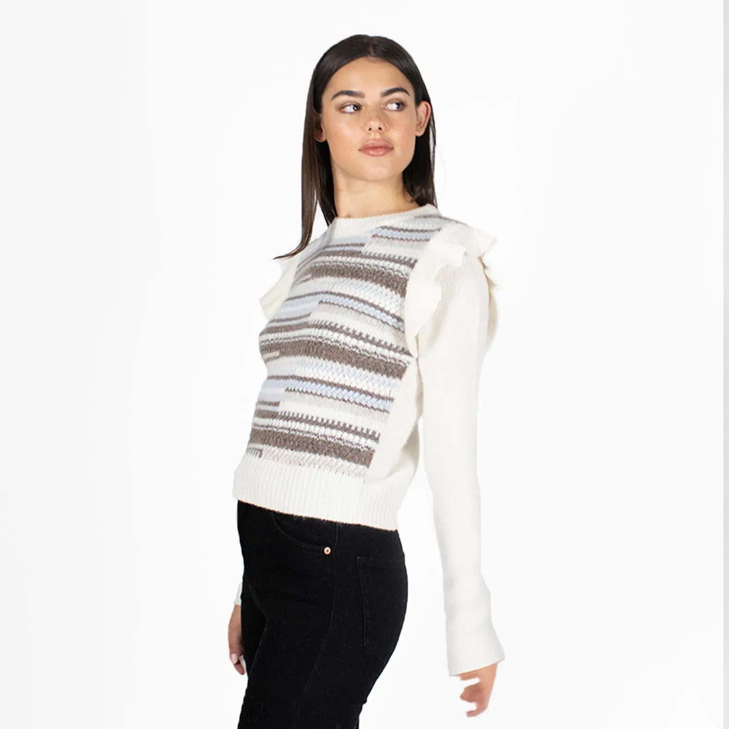 Broken Stitch Crew w/ Shoulder Ruffles sold by Autumn Cashmere product image thumbnail 3