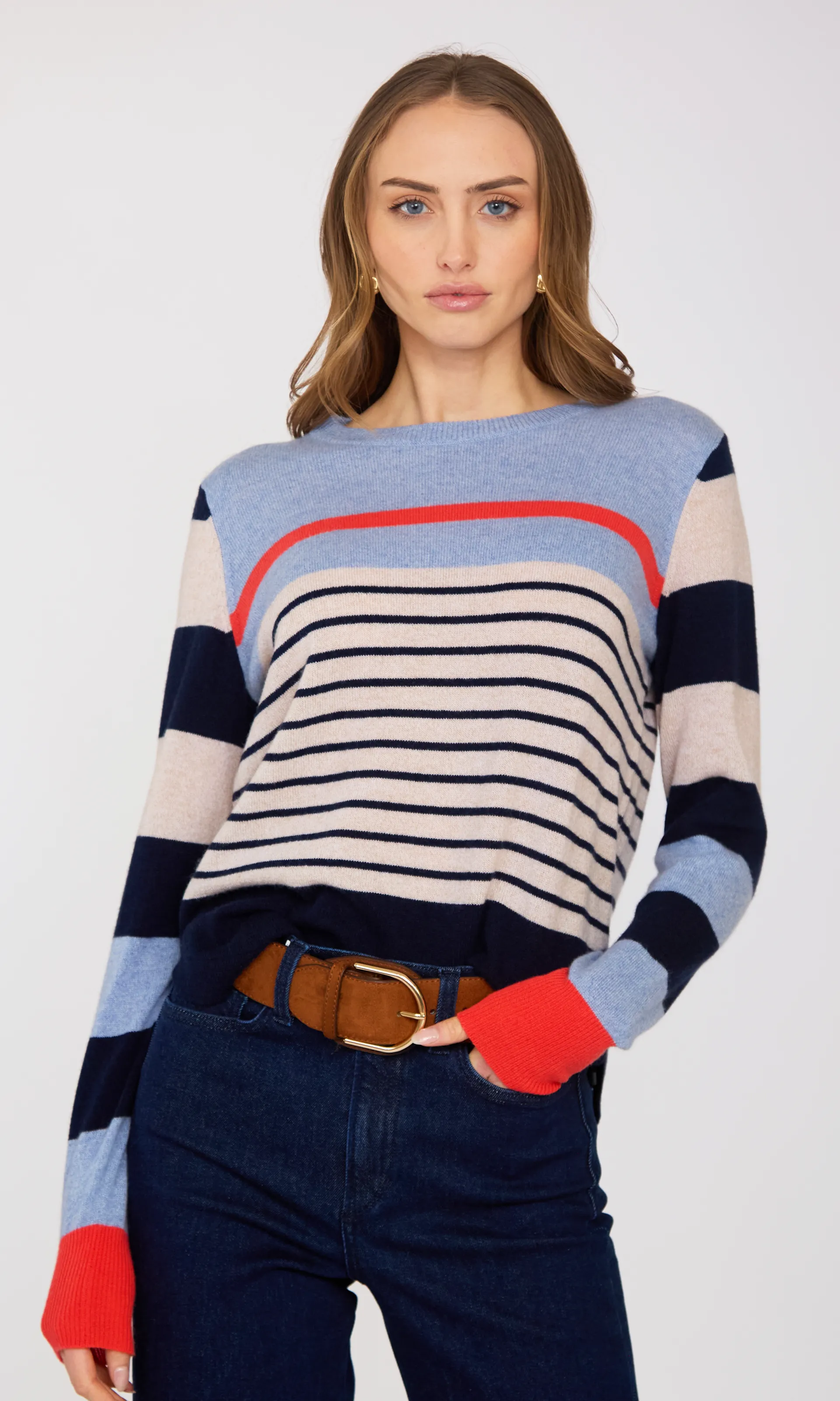 Striped Shirttail Crew sold by Autumn Cashmere