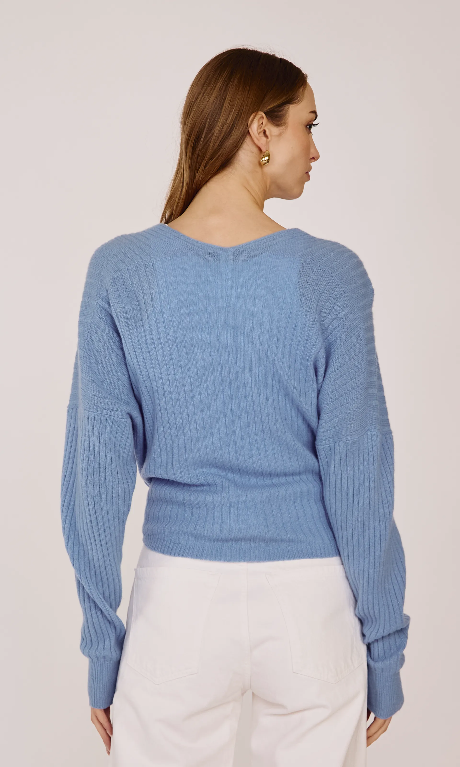 Tie Front Rib Cardigan in Cielo sold by Autumn Cashmere product image thumbnail 5