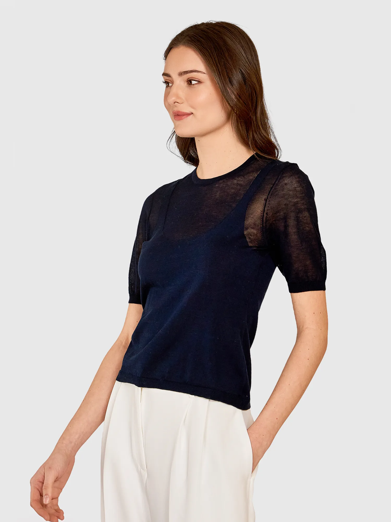 Sheer Tee w/ Shadow Tank Outline in Black sold by Autumn Cashmere product image thumbnail 3