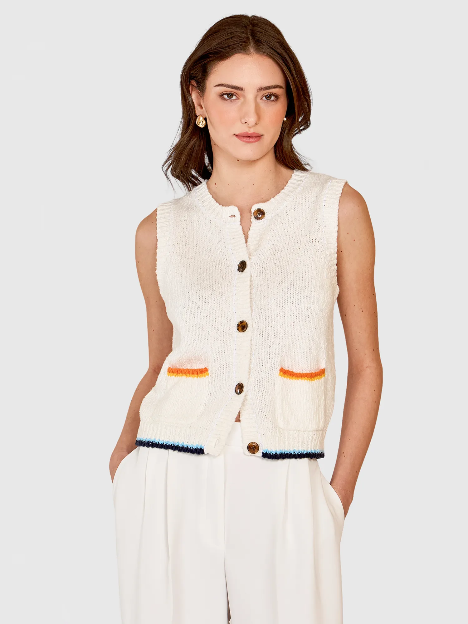 Button Front Vest w/ Contrast Details sold by Autumn Cashmere product image thumbnail 3