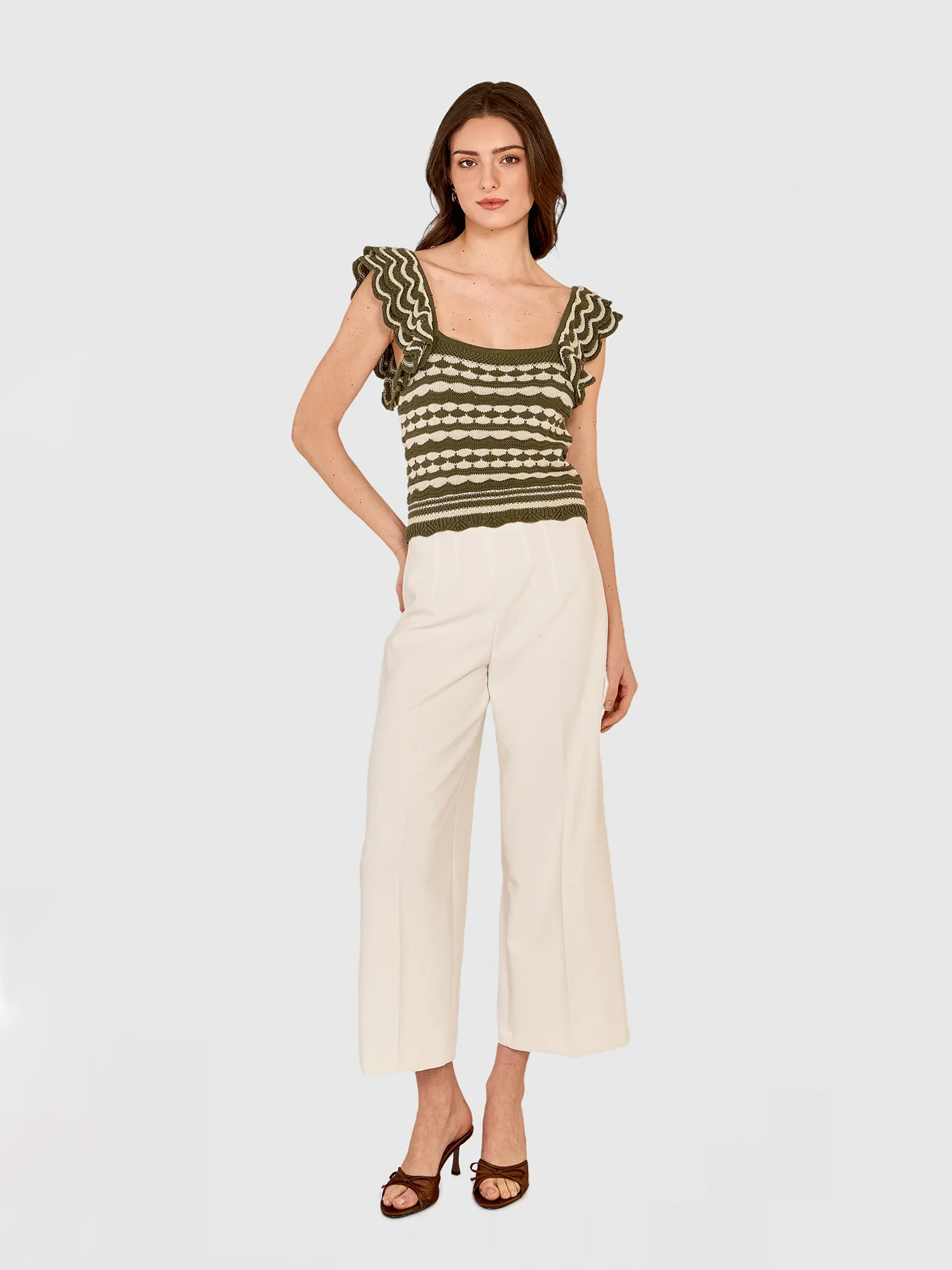 2-Tone Tank w/ Flutter Sleeves in Algae/Hemp sold by Autumn Cashmere product image thumbnail 2