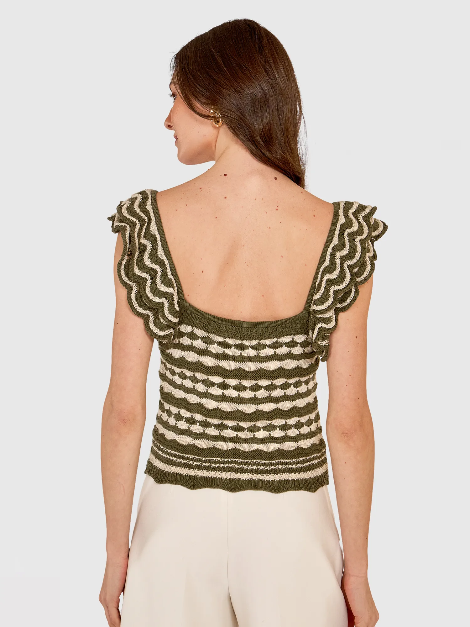 2-Tone Tank w/ Flutter Sleeves in Algae/Hemp sold by Autumn Cashmere product image thumbnail 4