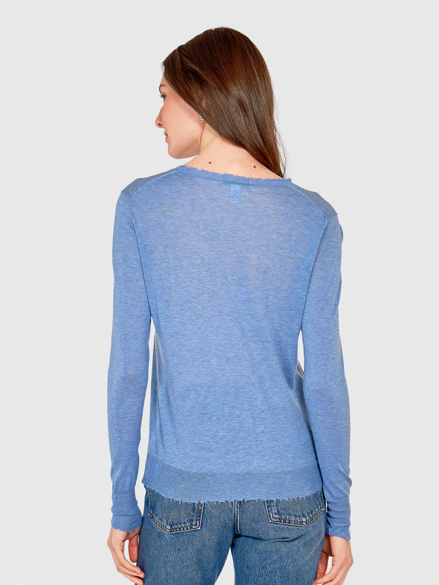 Distressed Edge Crew in Jeans sold by Autumn Cashmere product image thumbnail 4