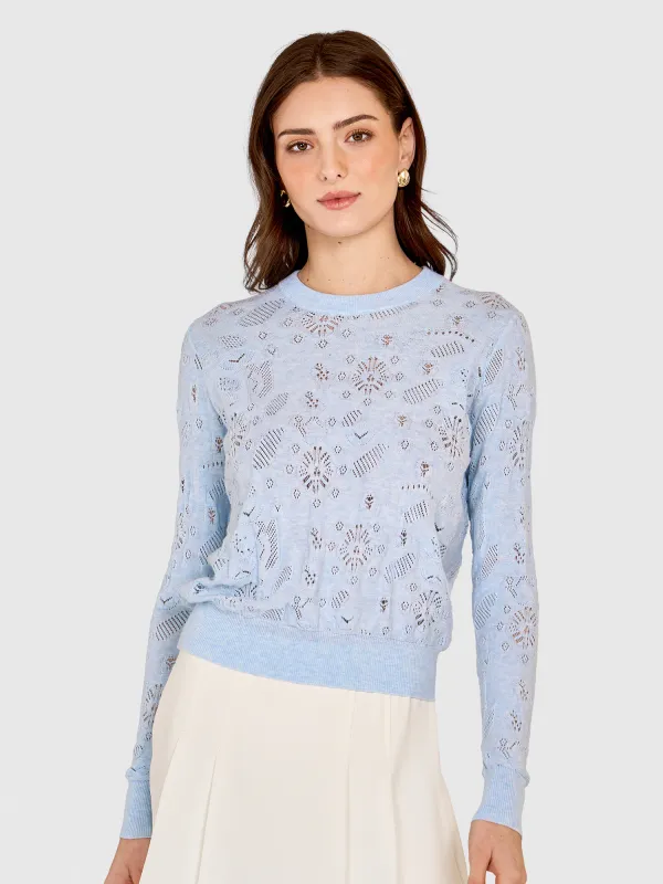 Pointelle Fancy Stitch Crew sold by Autumn Cashmere