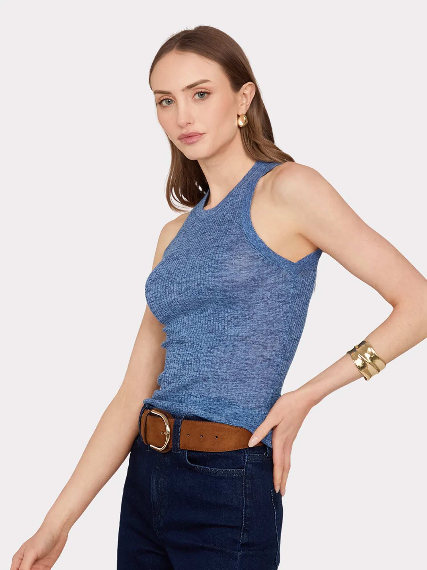Rib Halter Crew in River sold by Autumn Cashmere product image thumbnail 3