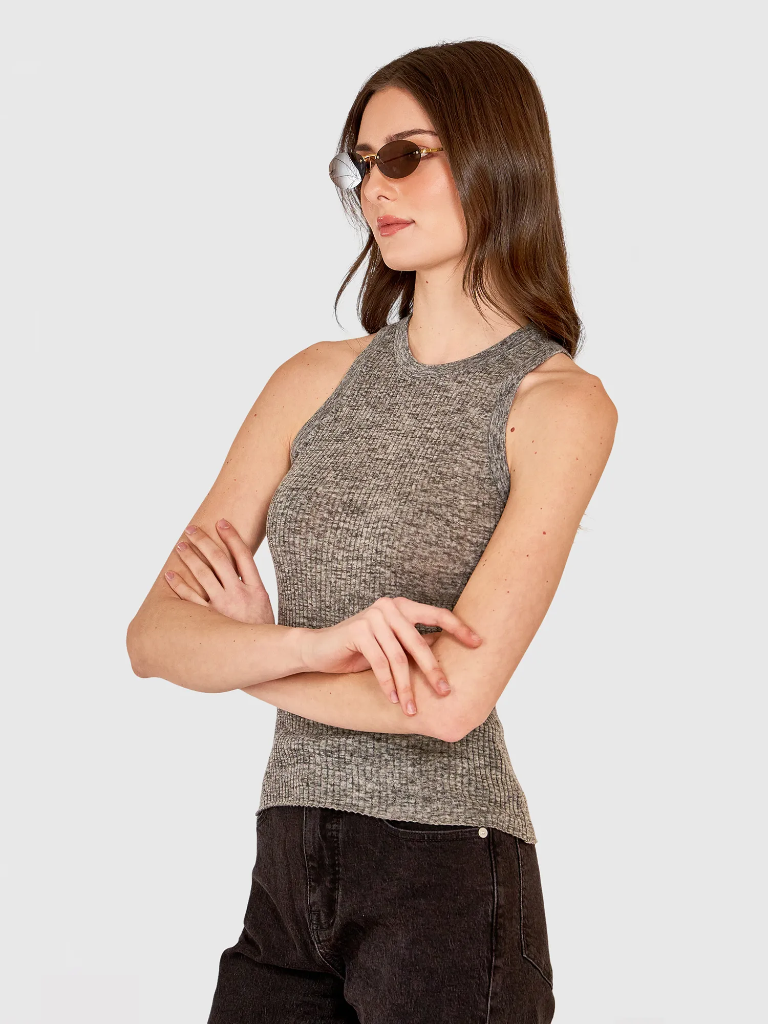Rib Halter Crew in Stone sold by Autumn Cashmere product image thumbnail 3