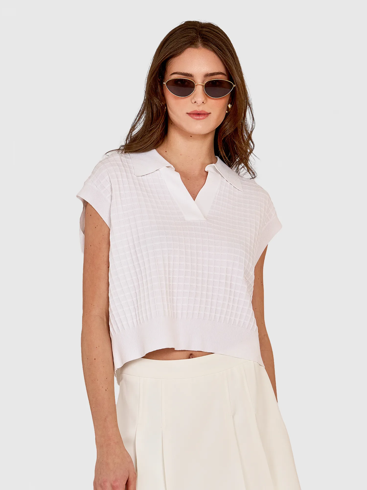 Grid Stitch Johnny Collar sold by Autumn Cashmere