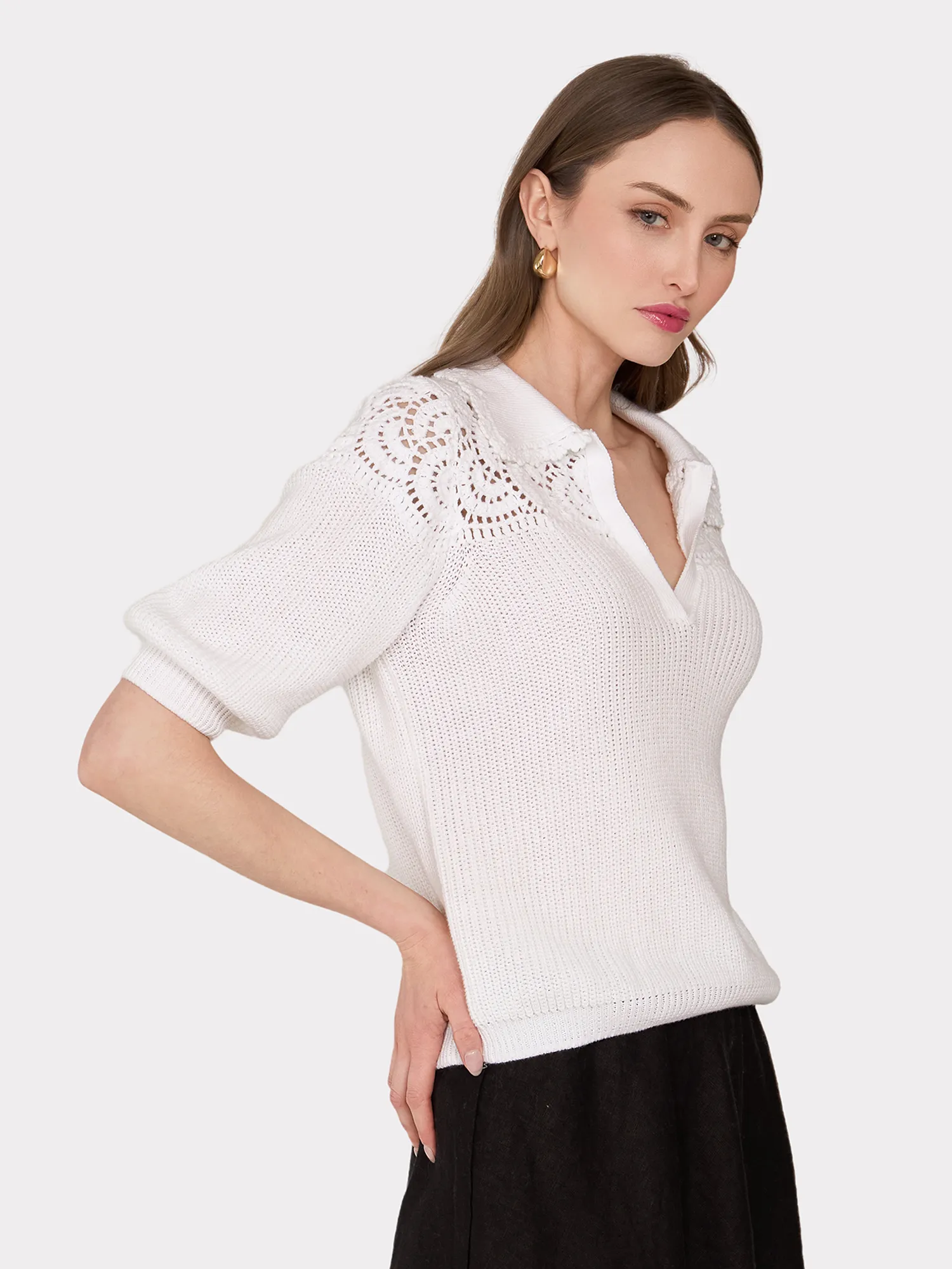 Elbow Sleeve Crochet Johnny Collar sold by Autumn Cashmere product image thumbnail 3