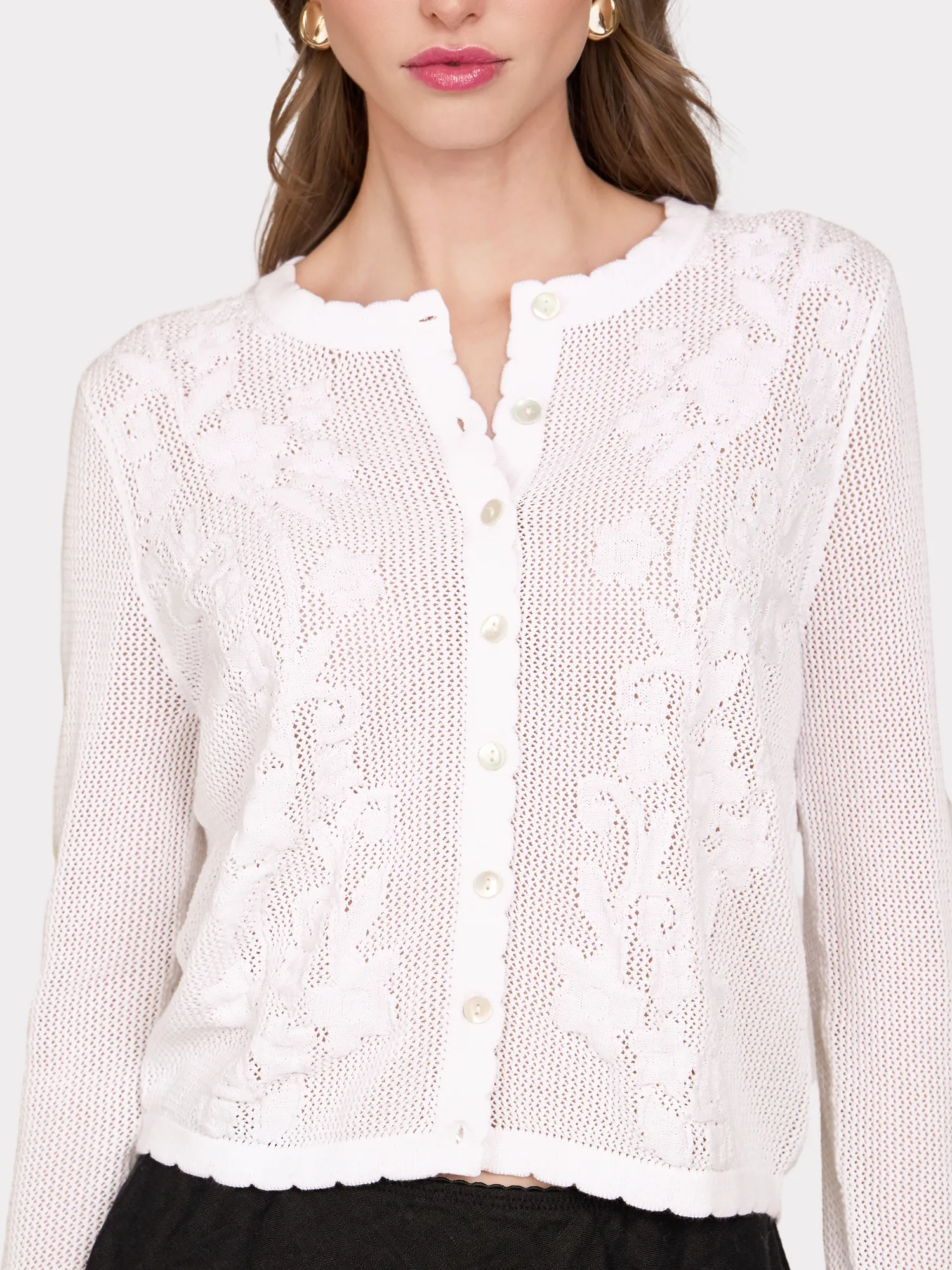 L/S Mesh Cardigan w/ Floral Motif sold by Autumn Cashmere product image thumbnail 5