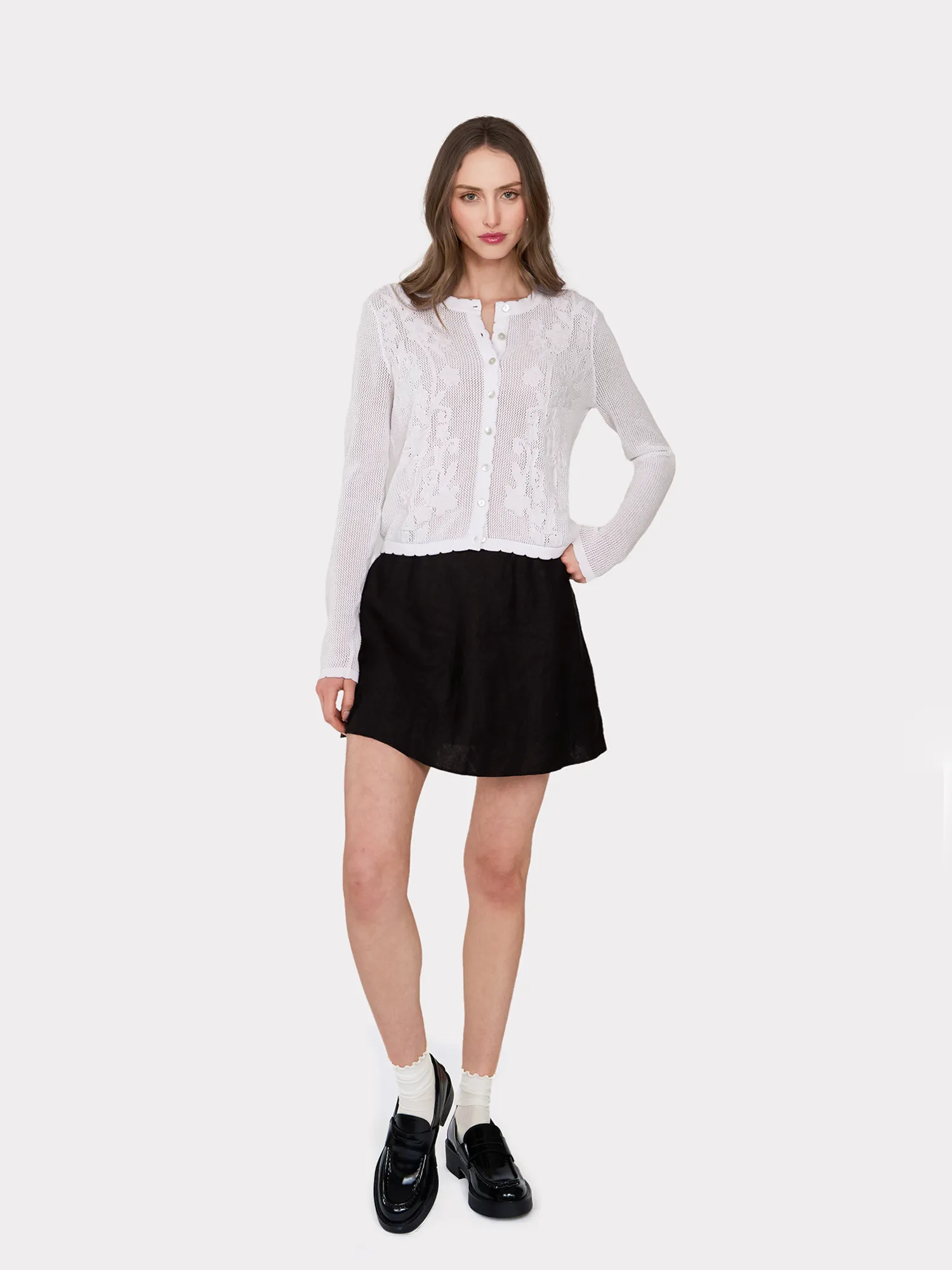 L/S Mesh Cardigan w/ Floral Motif sold by Autumn Cashmere product image thumbnail 2