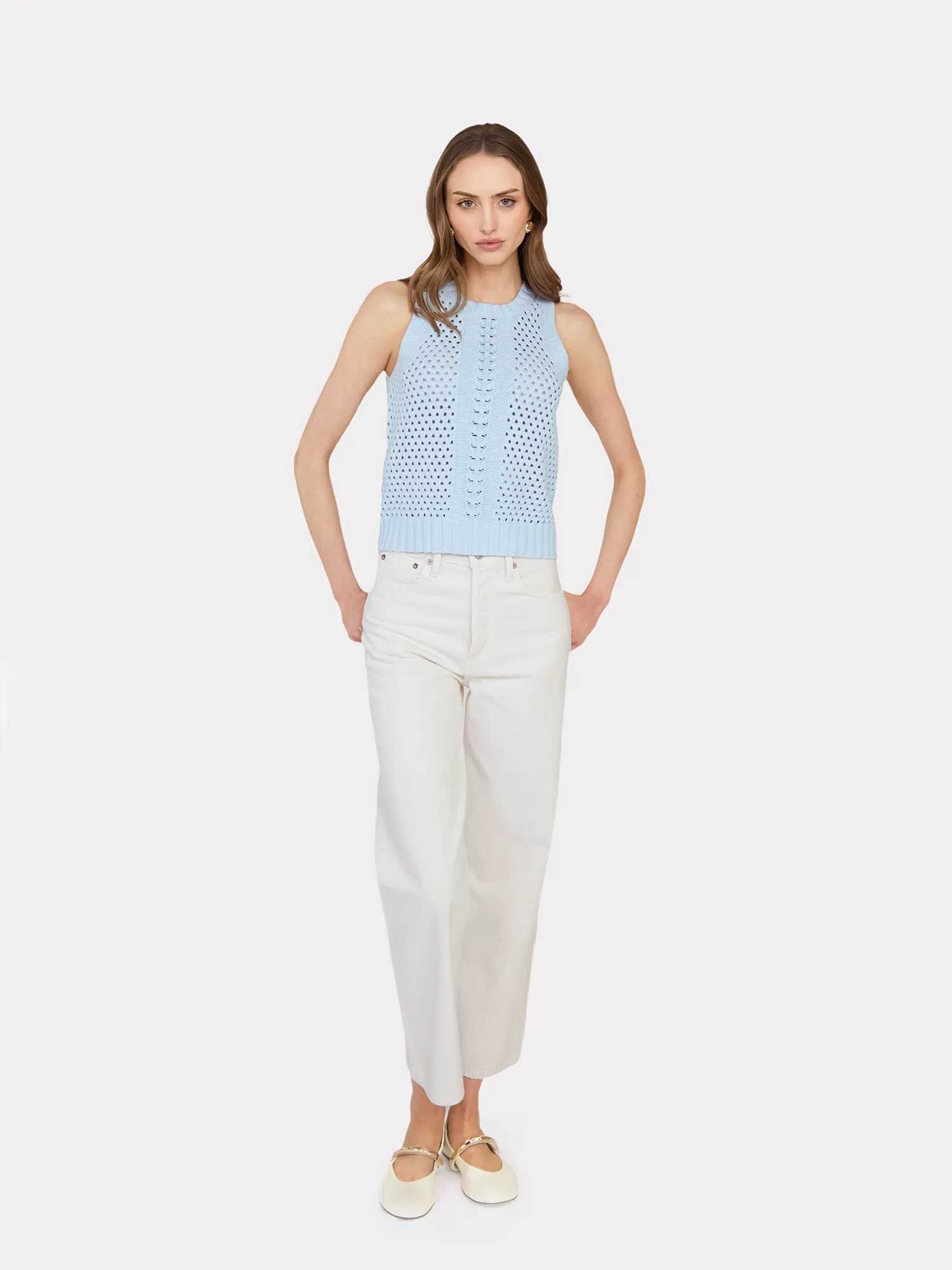 Texture Stitch Halter W/ Front Detail in Freeze sold by Autumn Cashmere product image thumbnail 2