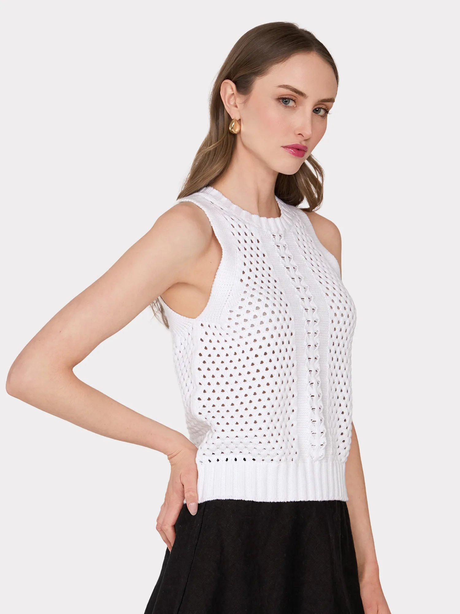 Texture Stitch Halter W/ Front Detail in Bleach White sold by Autumn Cashmere product image thumbnail 3