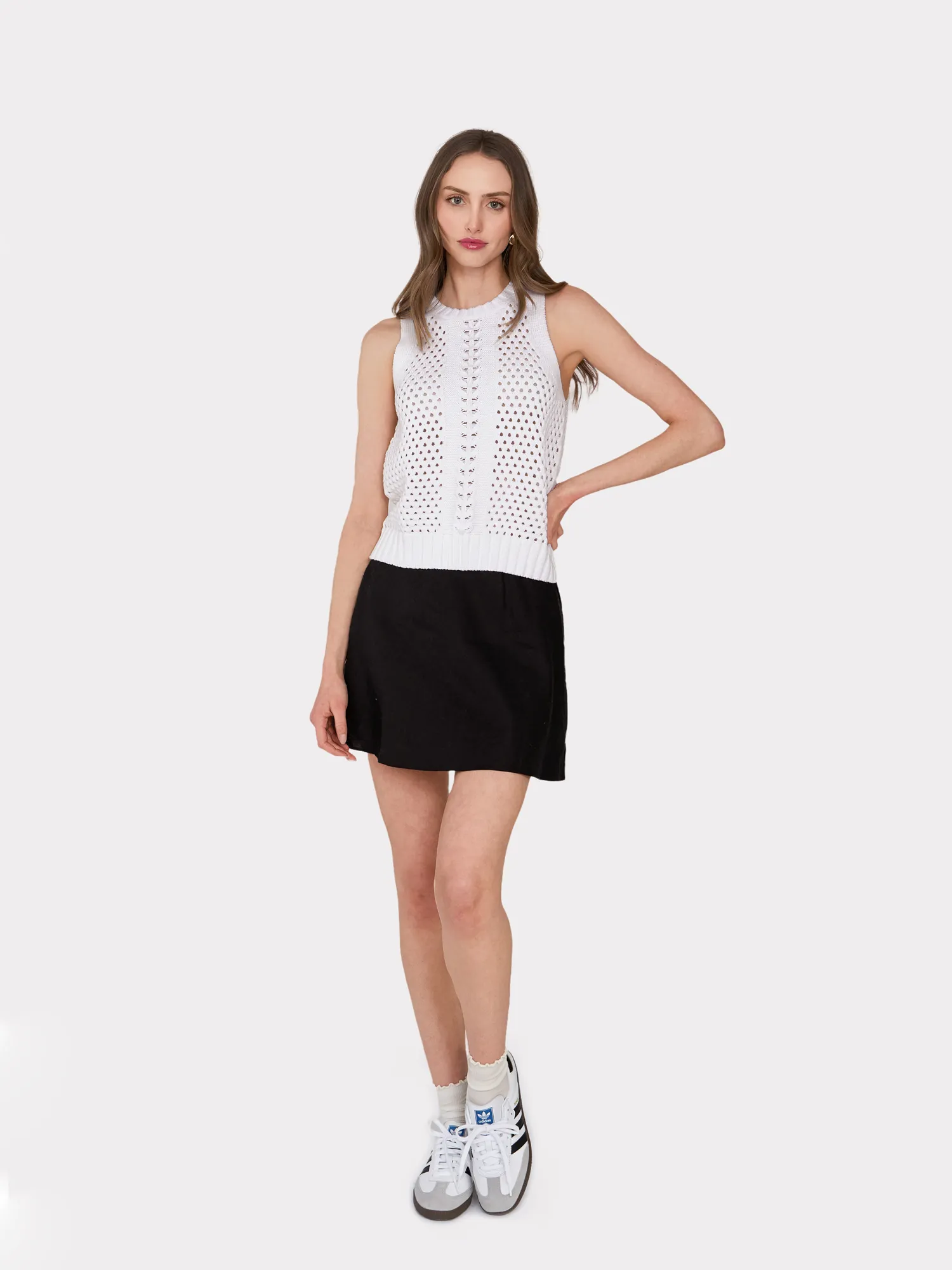 Texture Stitch Halter W/ Front Detail in Bleach White sold by Autumn Cashmere product image thumbnail 2