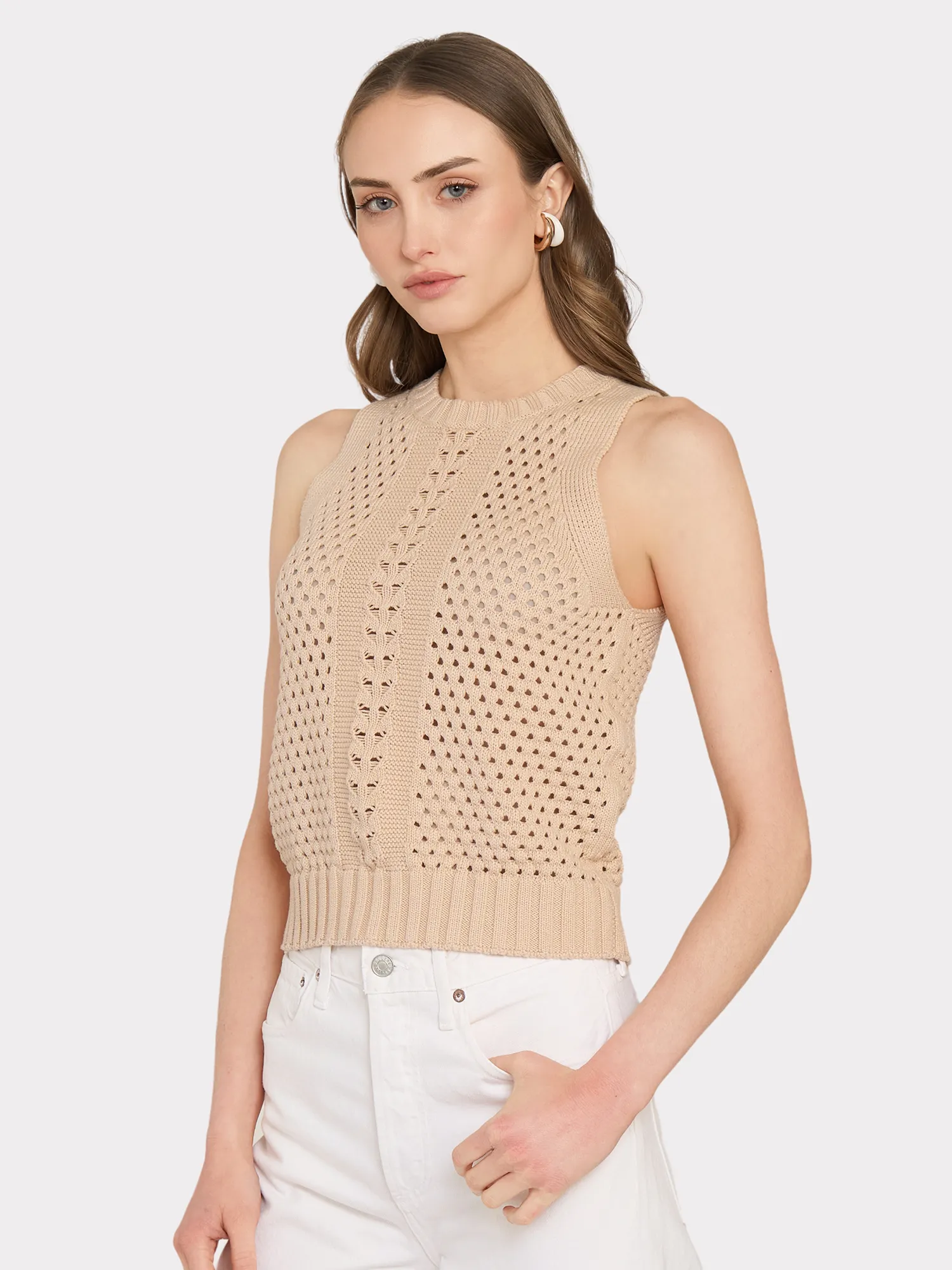 Texture Stitch Halter W/ Front Detail in Latte sold by Autumn Cashmere product image thumbnail 3