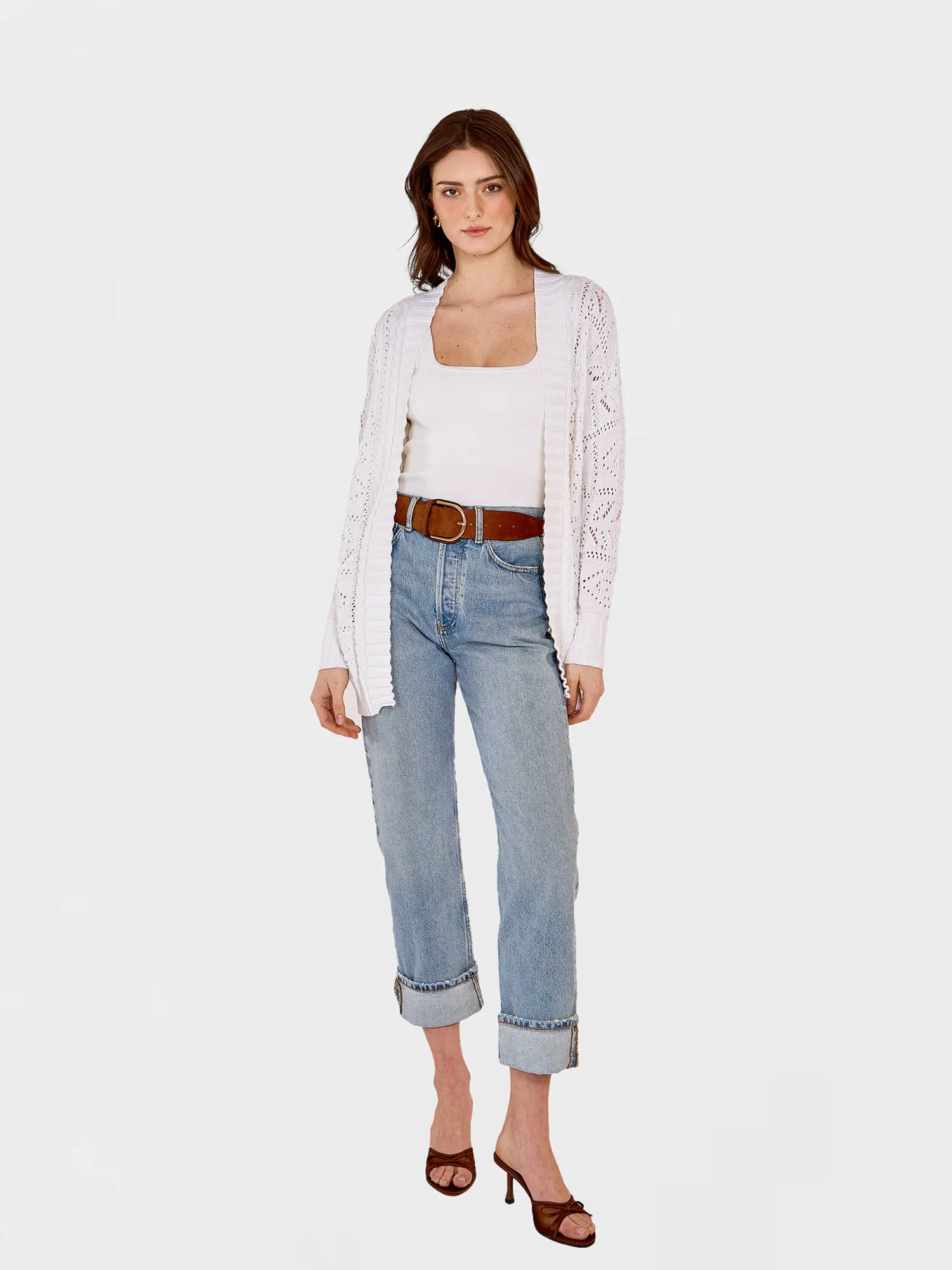 Tile Stitch Duster in Bleach White sold by Autumn Cashmere product image thumbnail 2