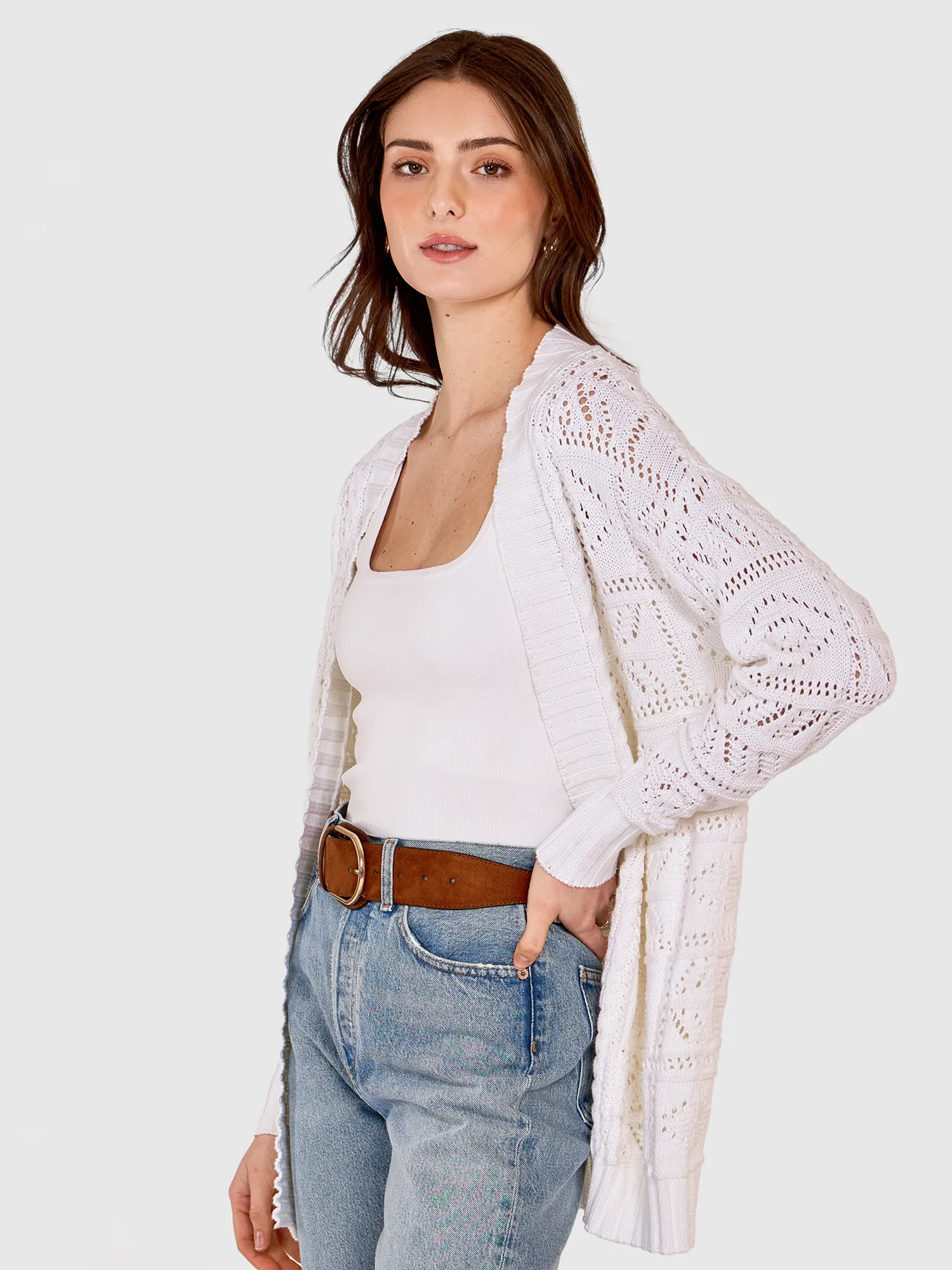 Tile Stitch Duster in Bleach White sold by Autumn Cashmere product image thumbnail 3