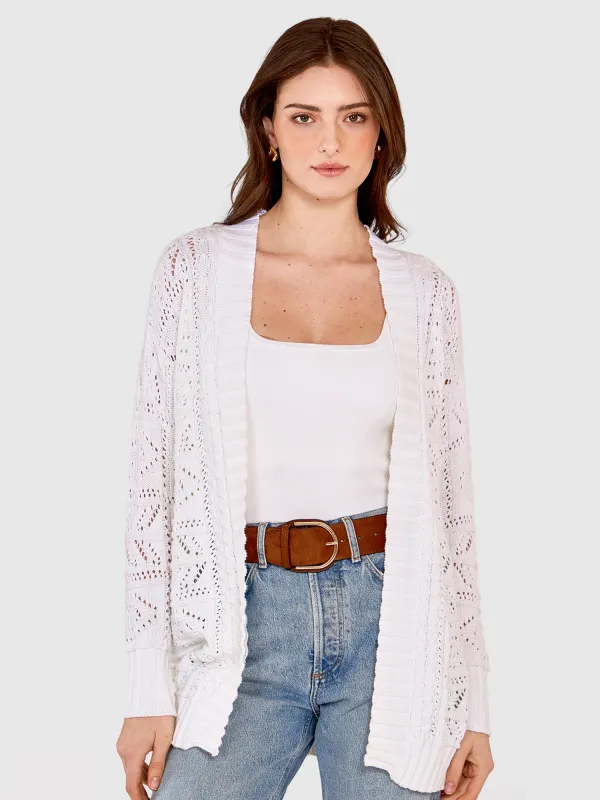 Tile Stitch Duster in Bleach White sold by Autumn Cashmere