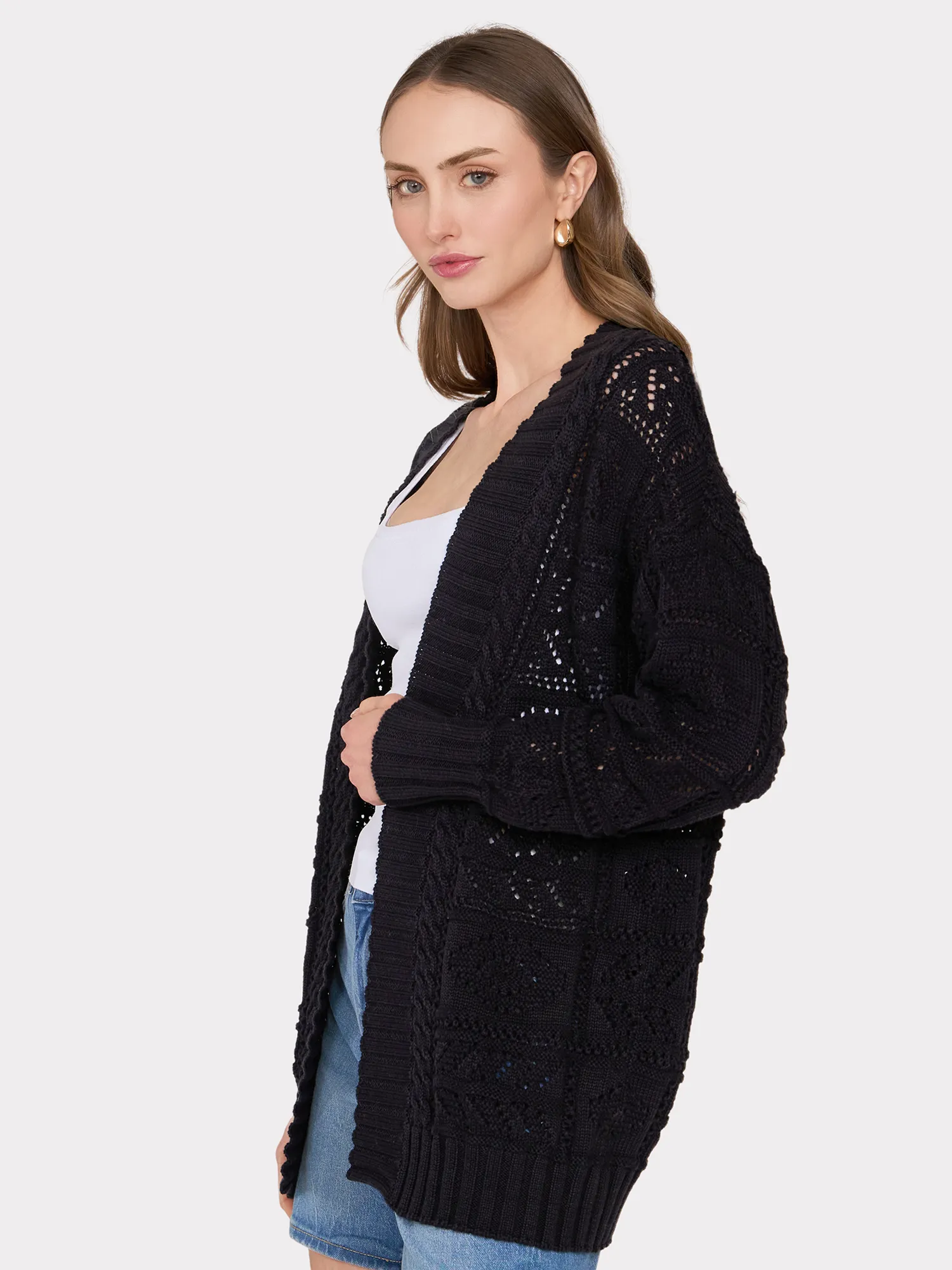 Tile Stitch Duster in Black sold by Autumn Cashmere product image thumbnail 3