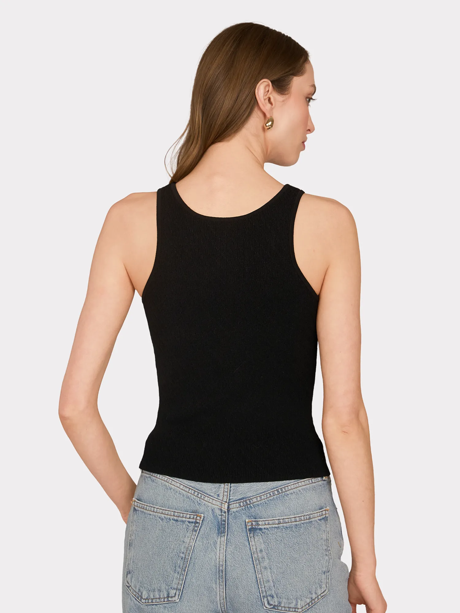 Micro Cabled V-Neck Tank in Black sold by Autumn Cashmere product image thumbnail 4