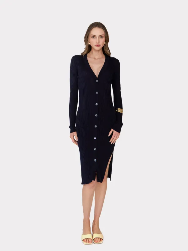 Cotton Rib Maxi Cardigan in Navy Blue sold by Autumn Cashmere