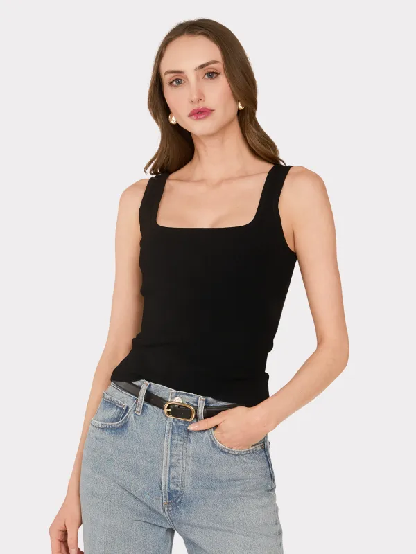 Square Neck Tank in Black sold by Autumn Cashmere
