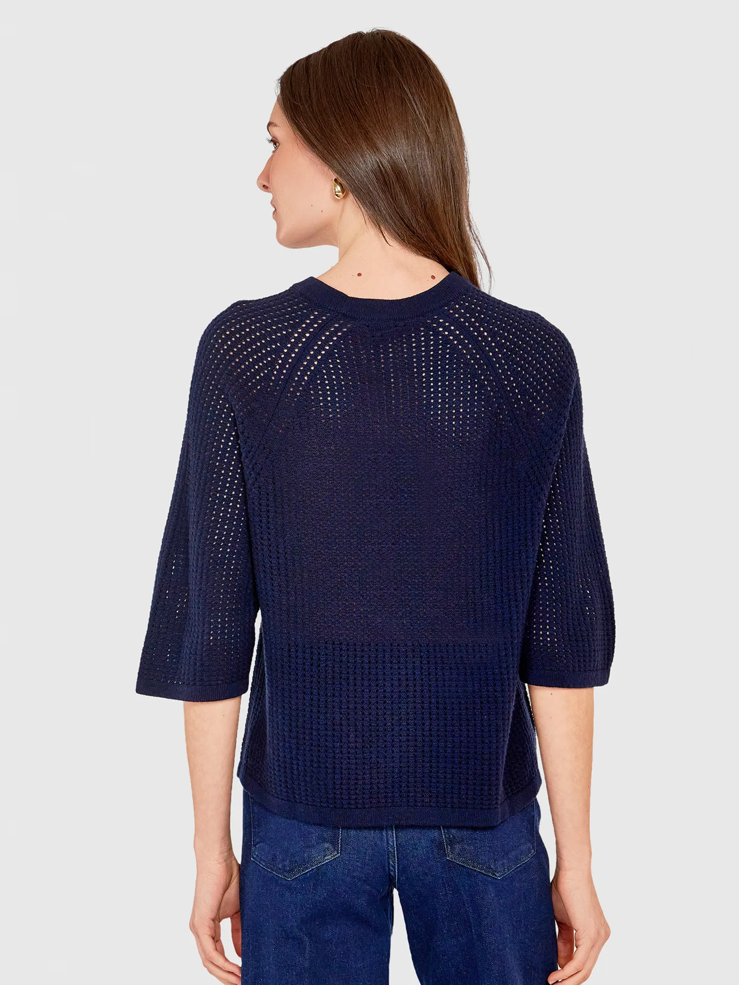 Mesh Stitch Crew in Navy sold by Autumn Cashmere product image thumbnail 4